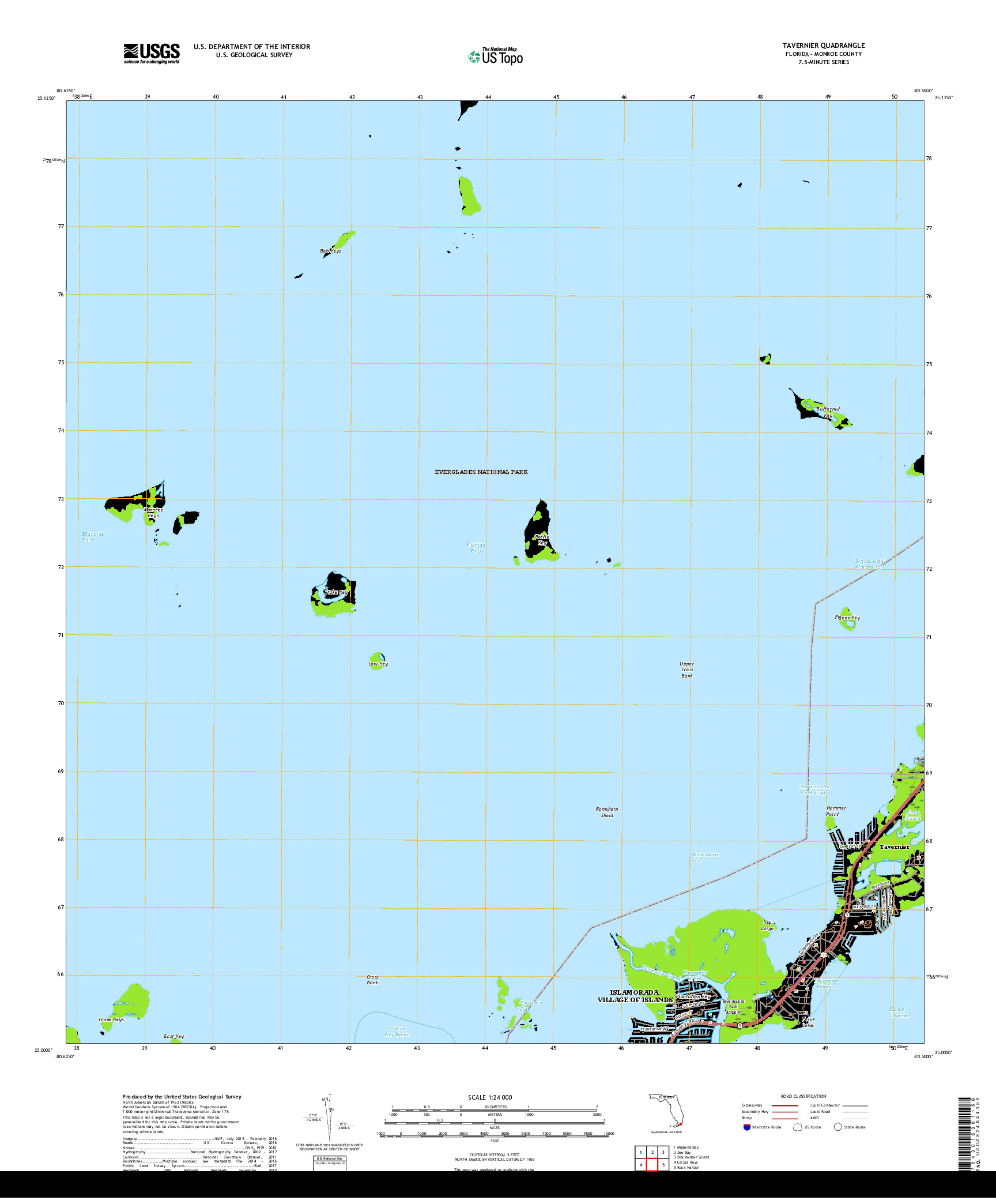 USGS US TOPO 7.5-MINUTE MAP FOR TAVERNIER, FL 2018