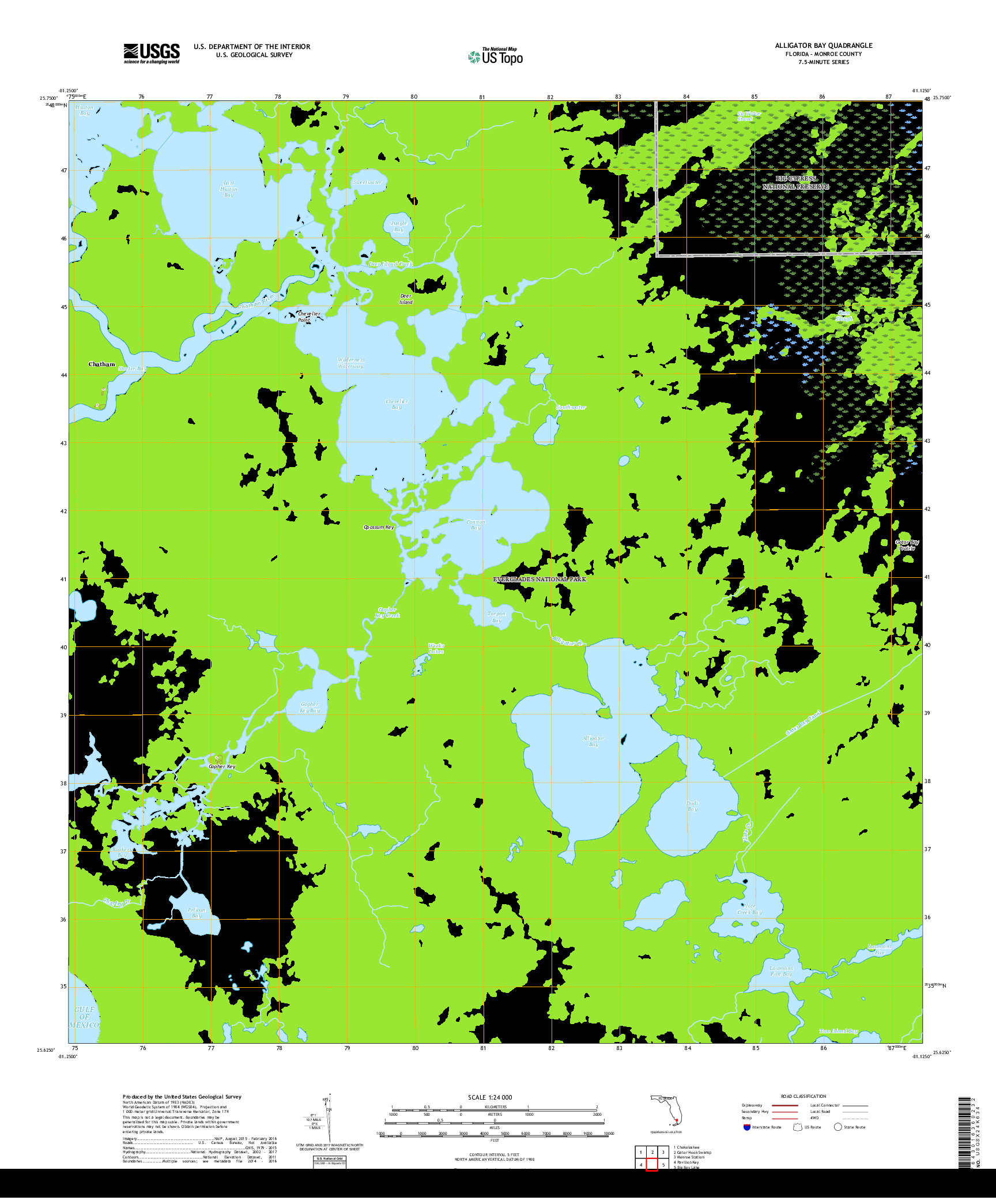 USGS US TOPO 7.5-MINUTE MAP FOR ALLIGATOR BAY, FL 2018