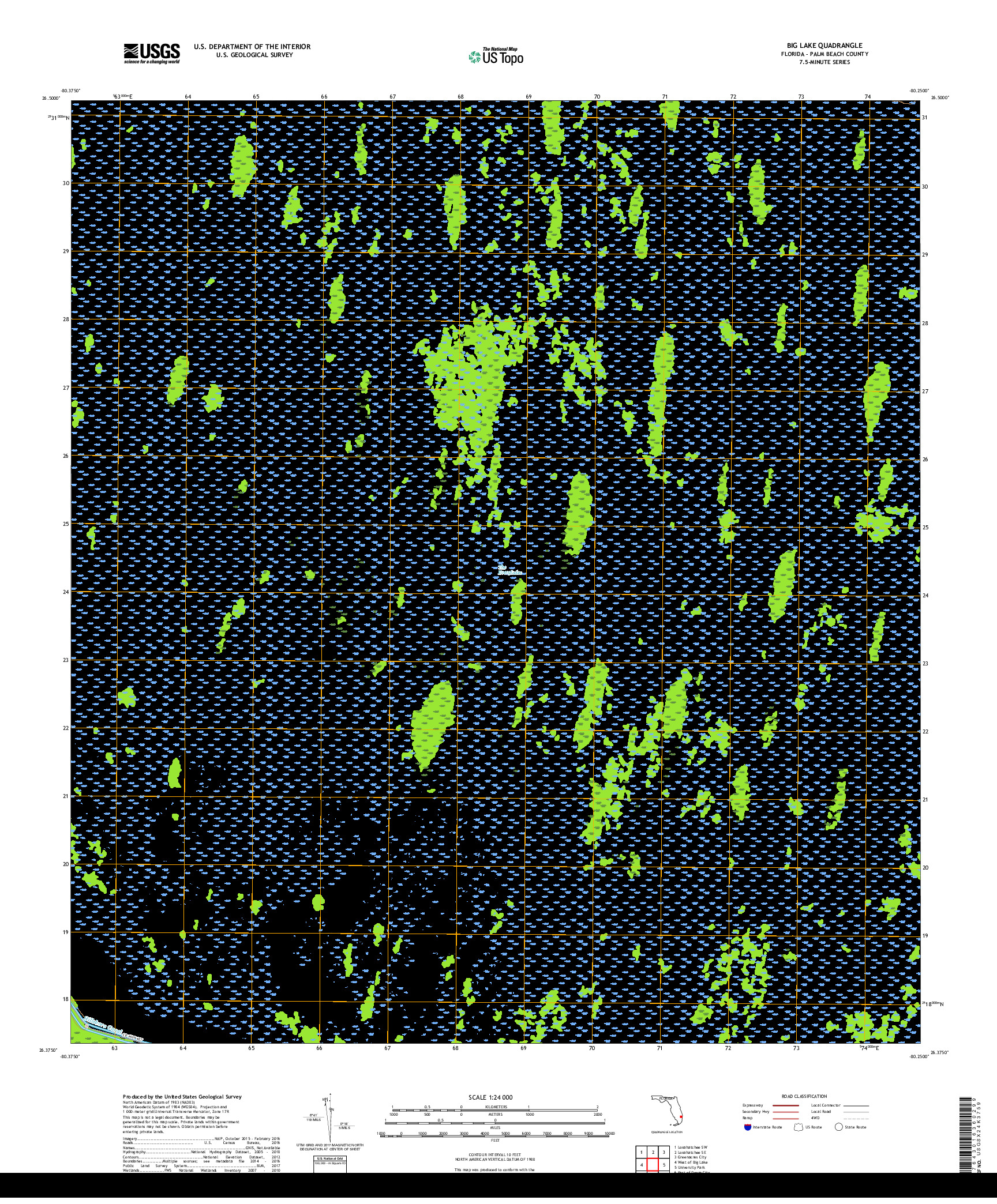 USGS US TOPO 7.5-MINUTE MAP FOR BIG LAKE, FL 2018