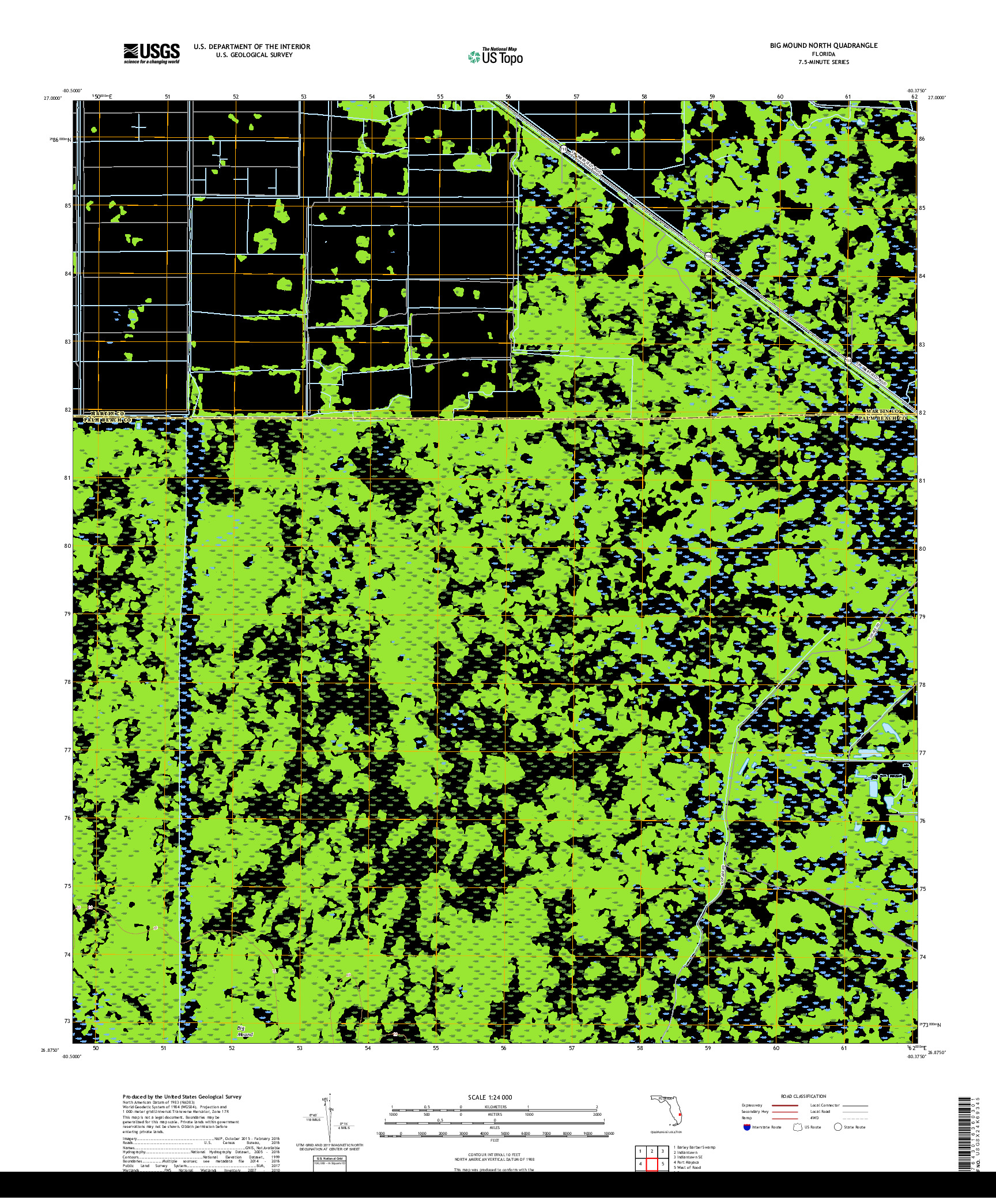 USGS US TOPO 7.5-MINUTE MAP FOR BIG MOUND NORTH, FL 2018