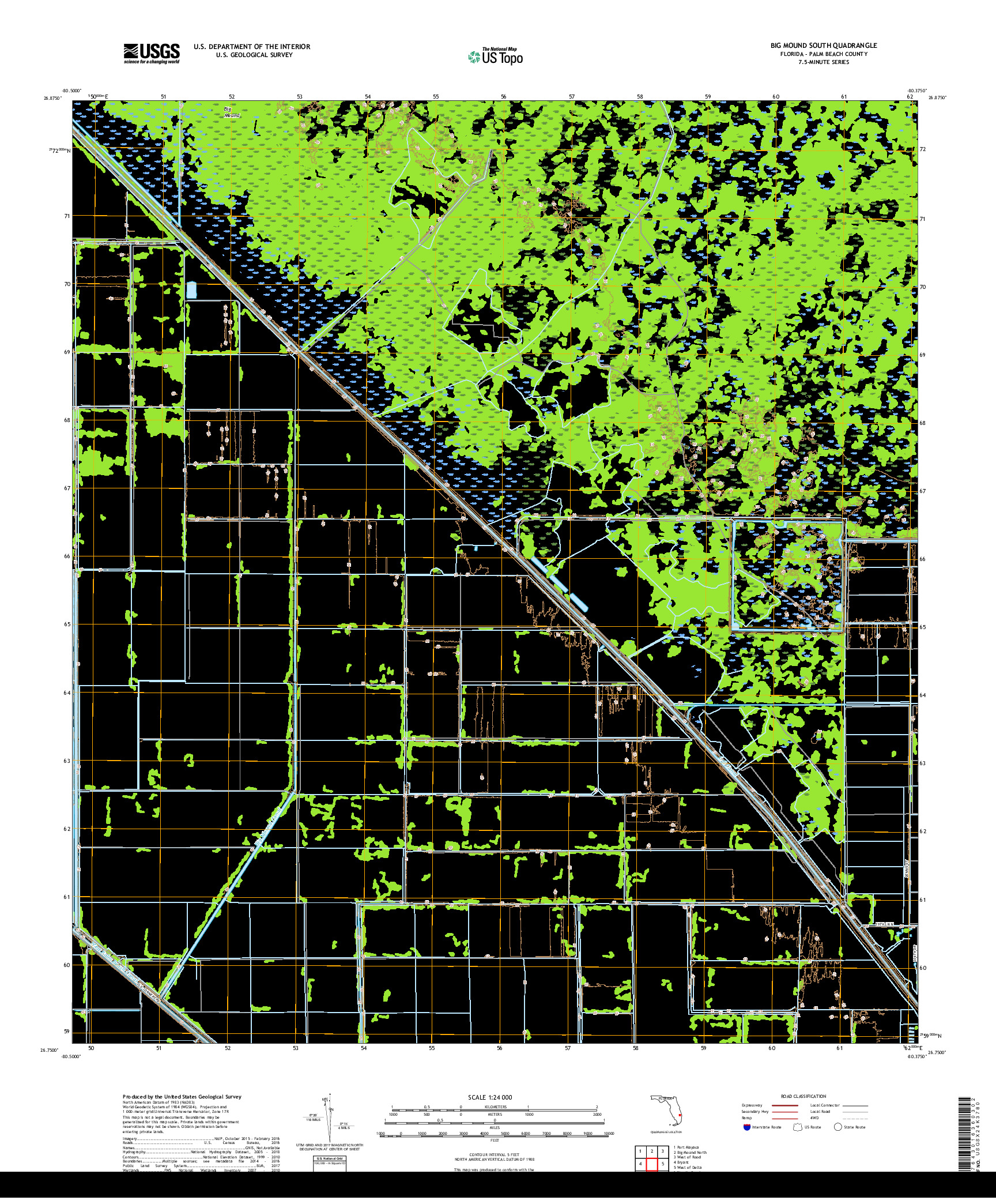 USGS US TOPO 7.5-MINUTE MAP FOR BIG MOUND SOUTH, FL 2018