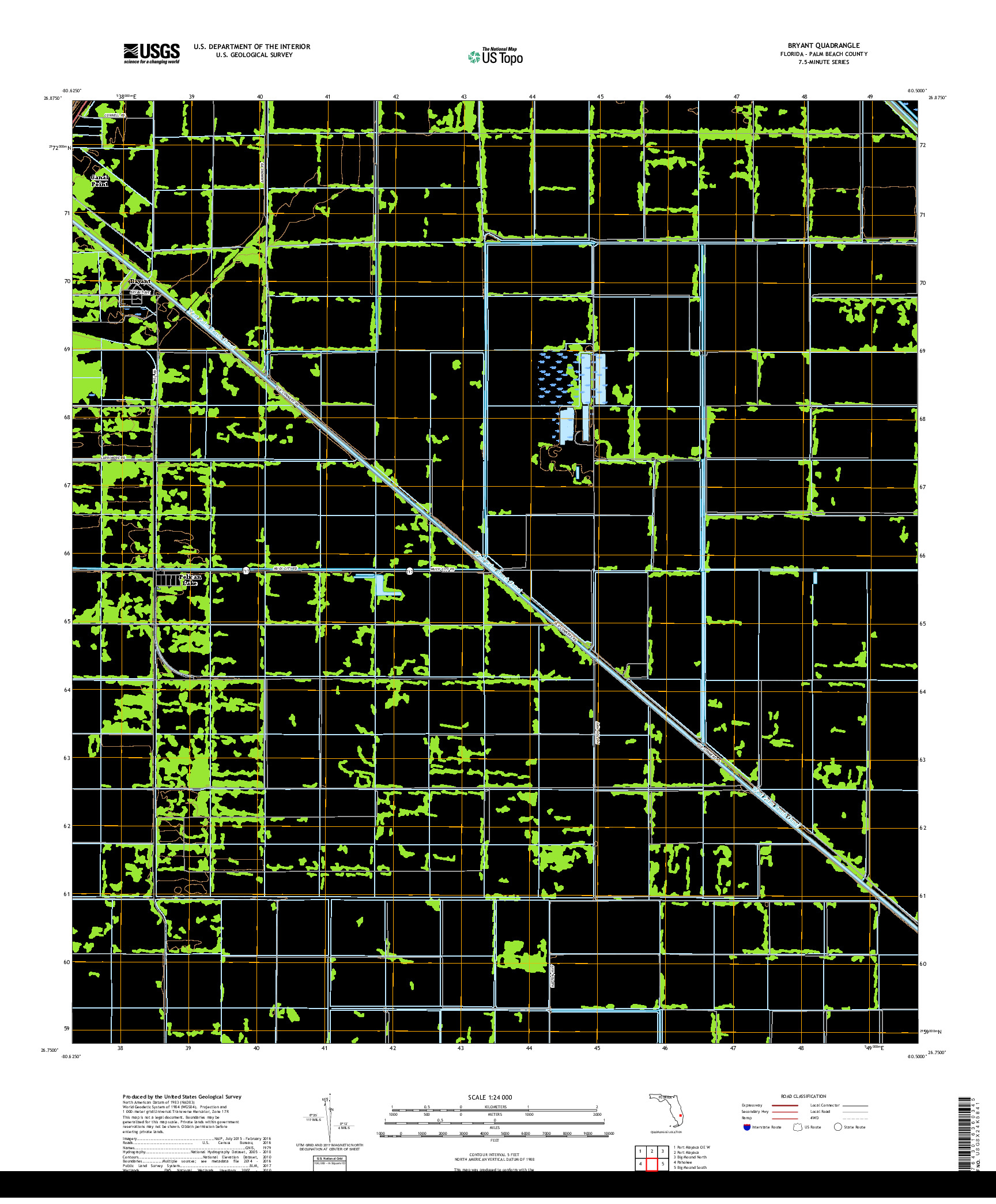 USGS US TOPO 7.5-MINUTE MAP FOR BRYANT, FL 2018