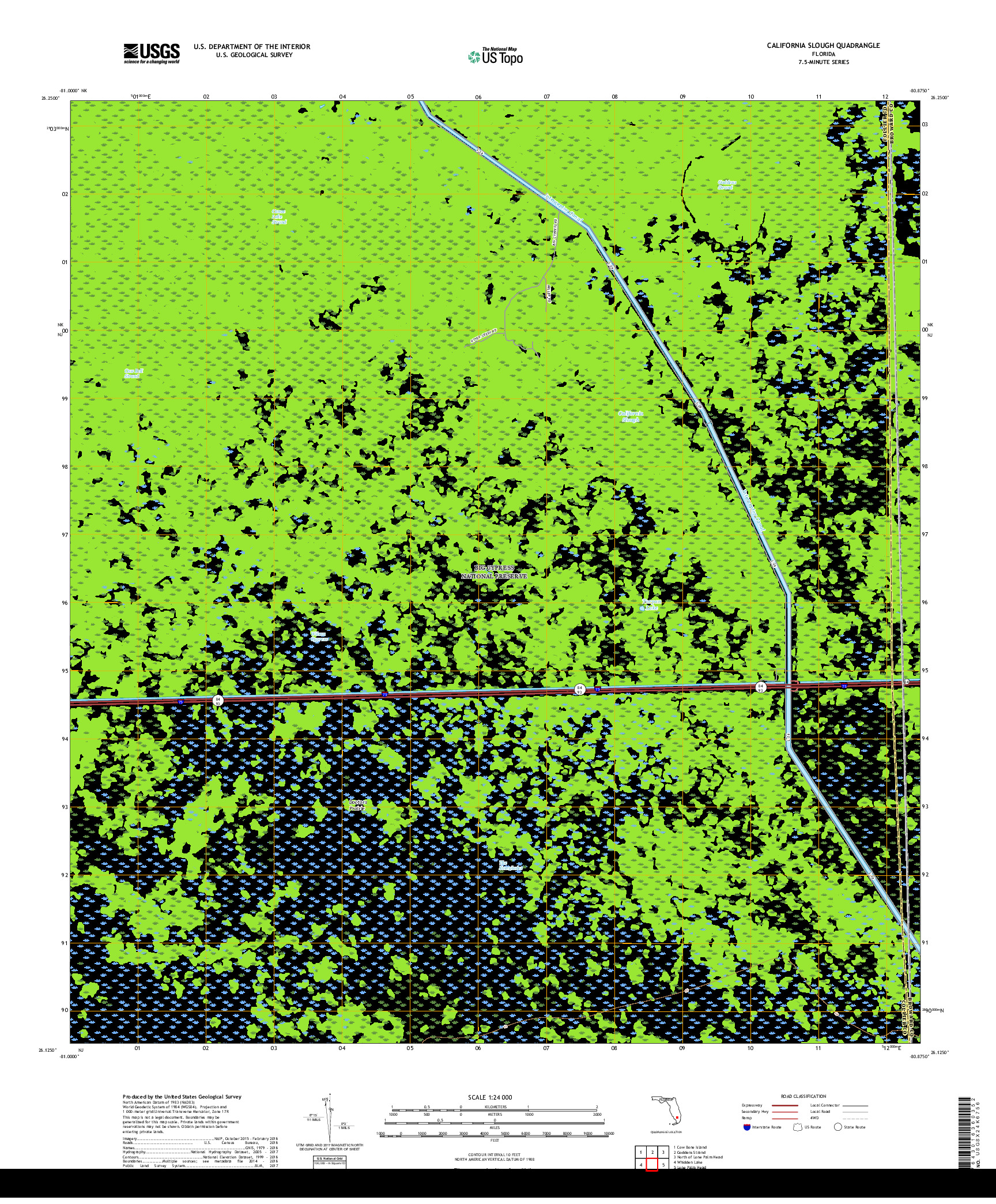 USGS US TOPO 7.5-MINUTE MAP FOR CALIFORNIA SLOUGH, FL 2018