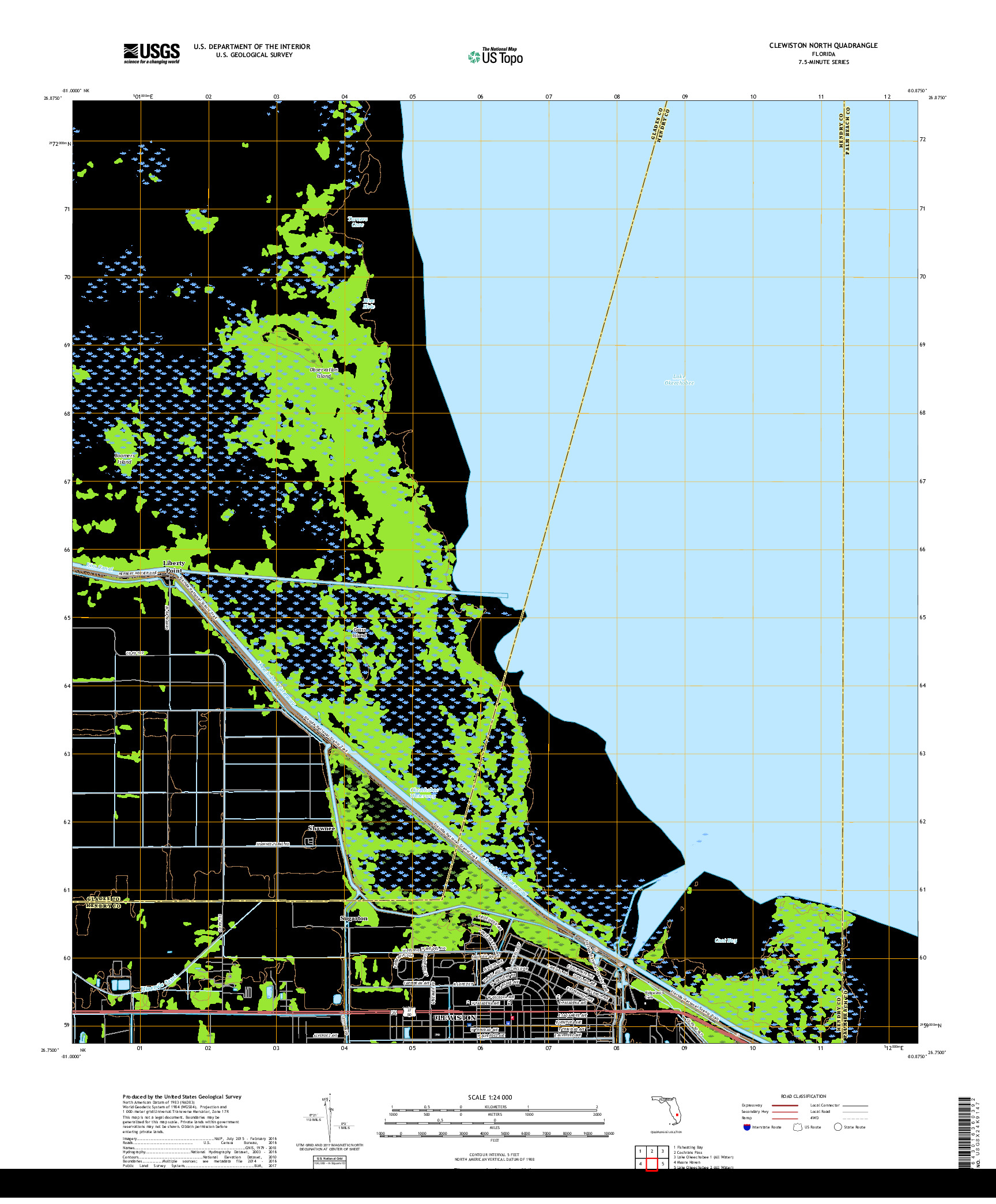 USGS US TOPO 7.5-MINUTE MAP FOR CLEWISTON NORTH, FL 2018