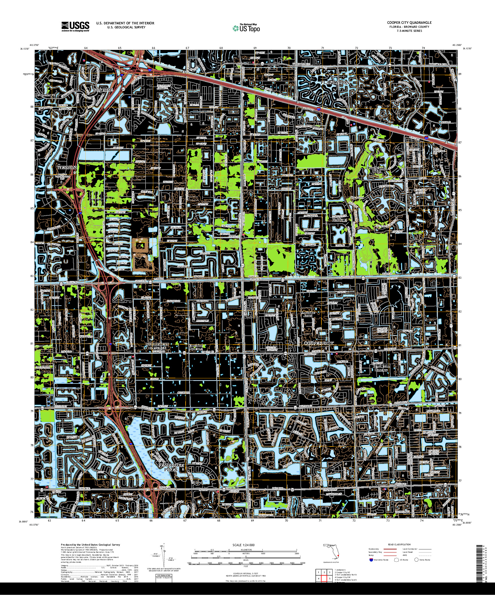 USGS US TOPO 7.5-MINUTE MAP FOR COOPER CITY, FL 2018