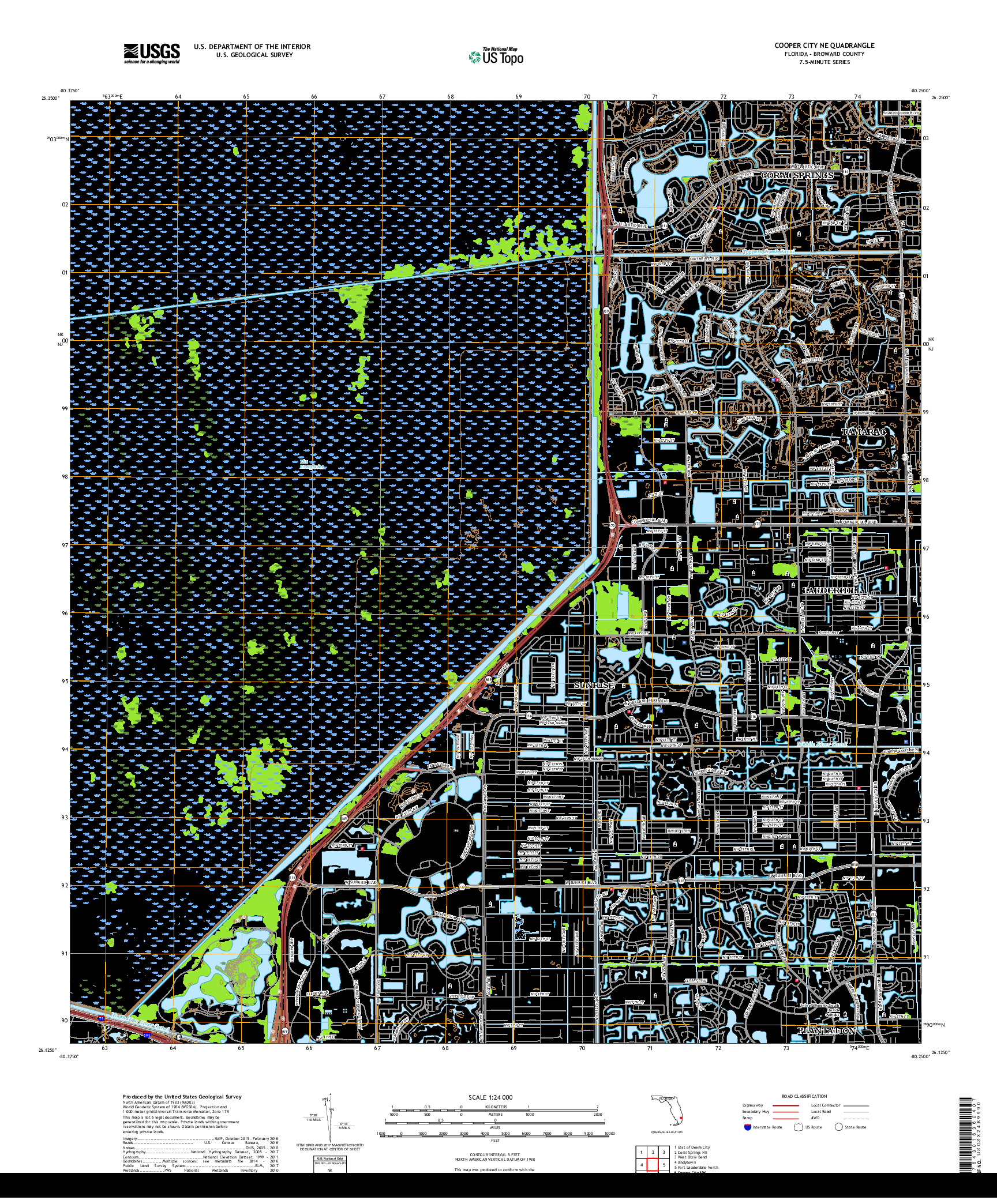 USGS US TOPO 7.5-MINUTE MAP FOR COOPER CITY NE, FL 2018