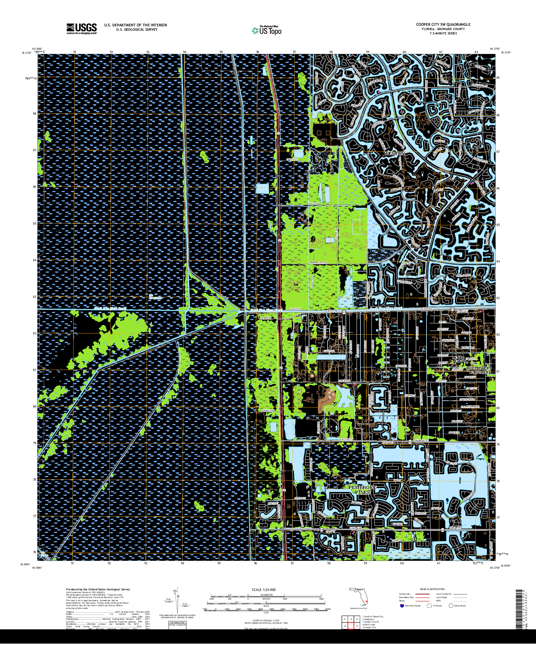 USGS US TOPO 7.5-MINUTE MAP FOR COOPER CITY SW, FL 2018