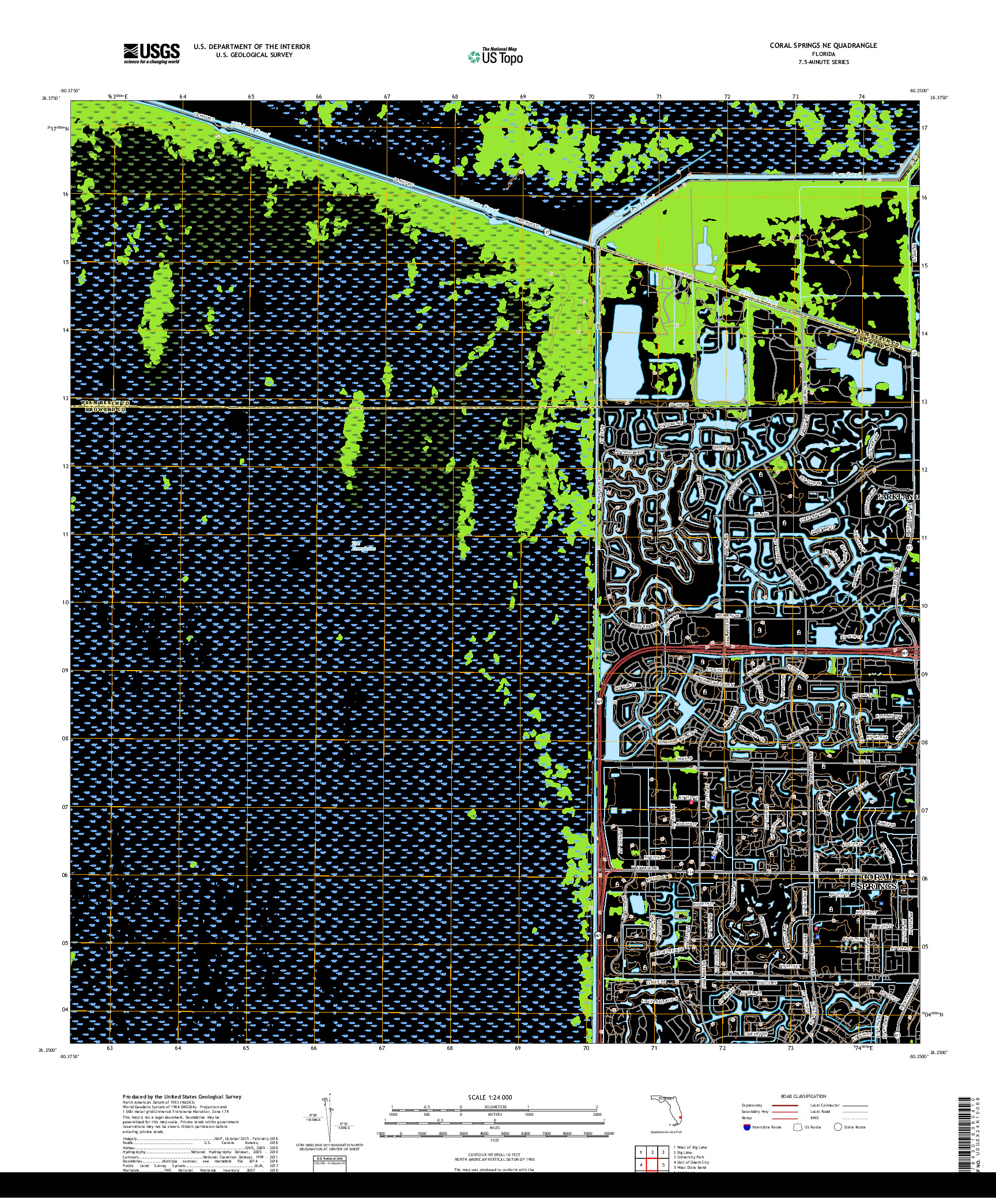 USGS US TOPO 7.5-MINUTE MAP FOR CORAL SPRINGS NE, FL 2018