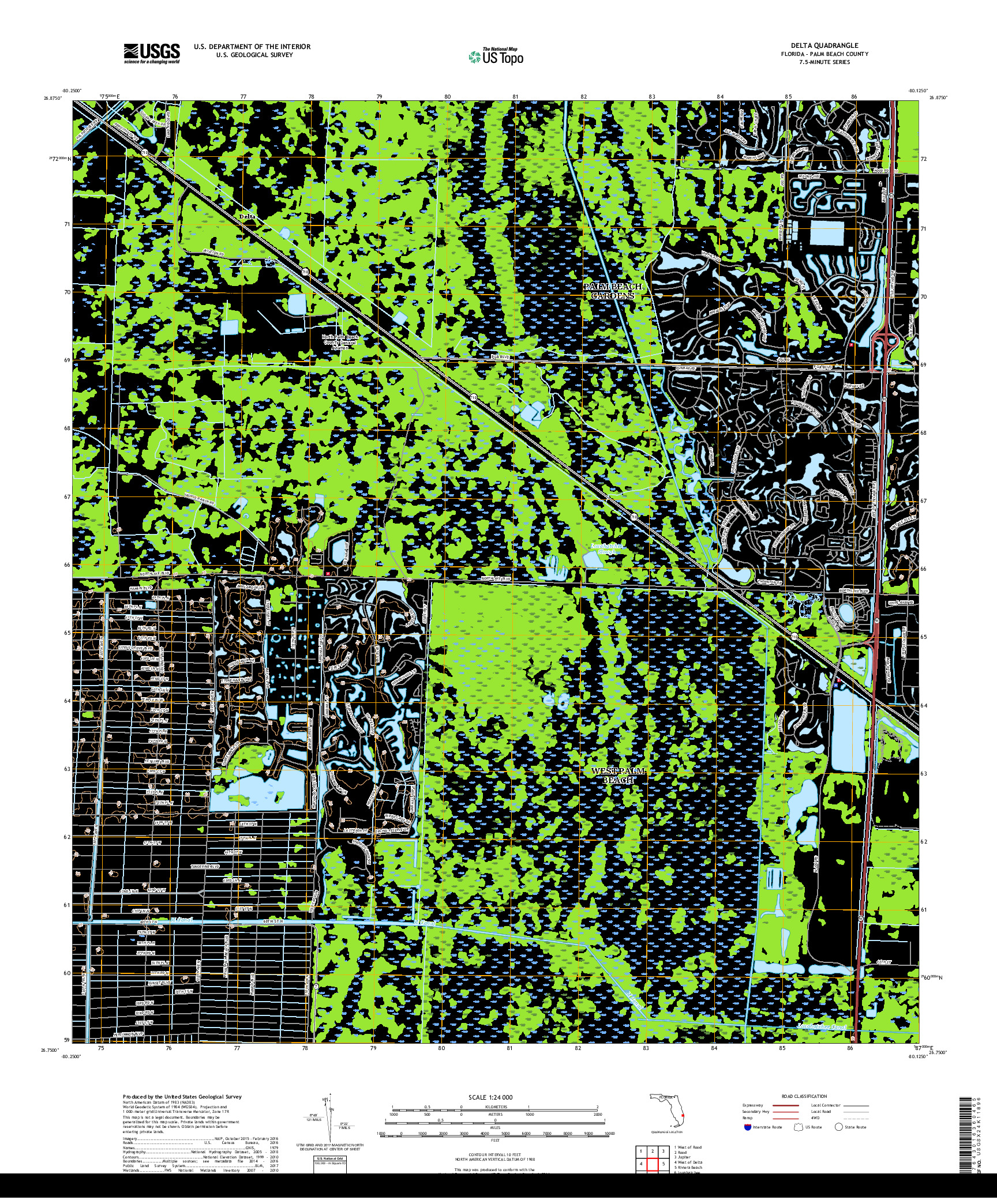 USGS US TOPO 7.5-MINUTE MAP FOR DELTA, FL 2018