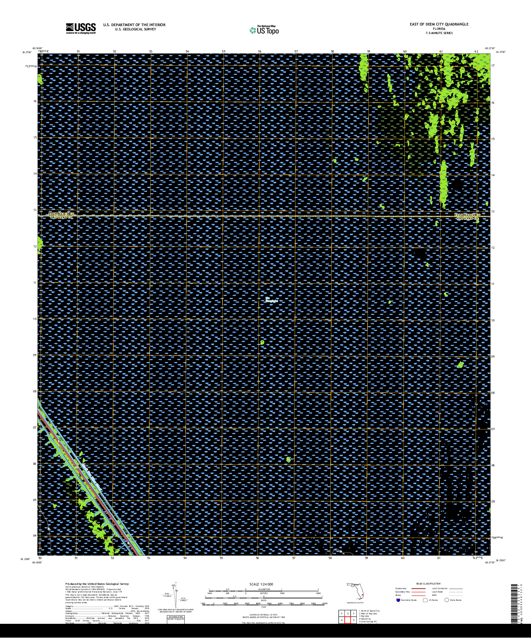 USGS US TOPO 7.5-MINUTE MAP FOR EAST OF DEEM CITY, FL 2018