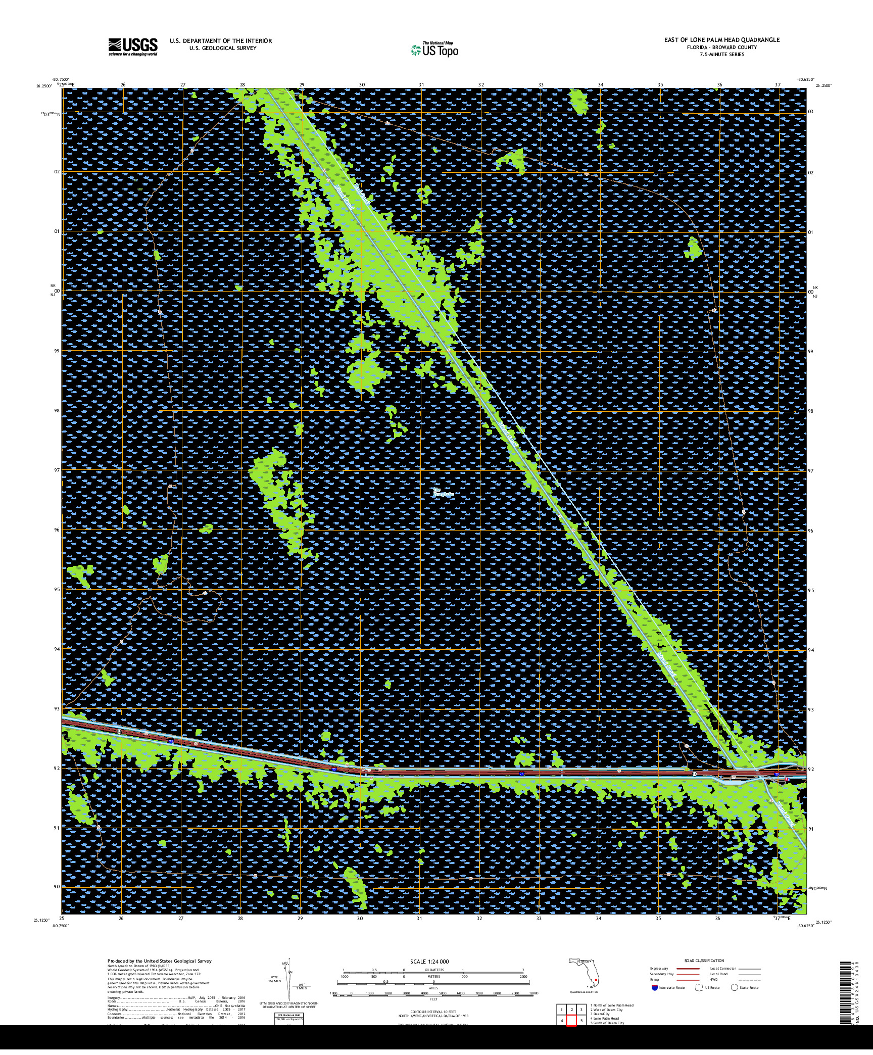USGS US TOPO 7.5-MINUTE MAP FOR EAST OF LONE PALM HEAD, FL 2018