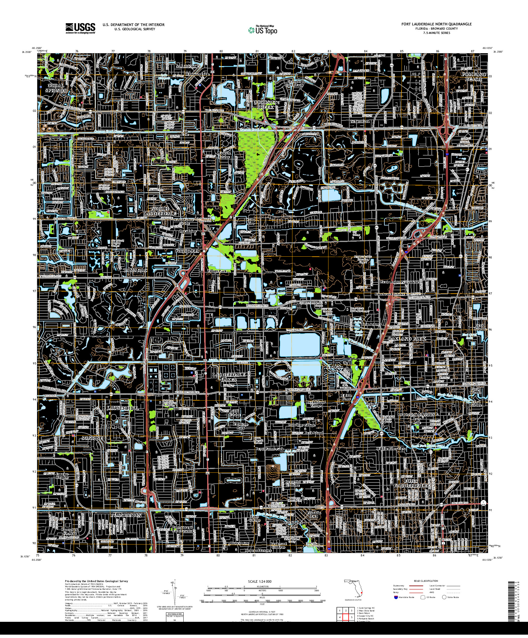 USGS US TOPO 7.5-MINUTE MAP FOR FORT LAUDERDALE NORTH, FL 2018