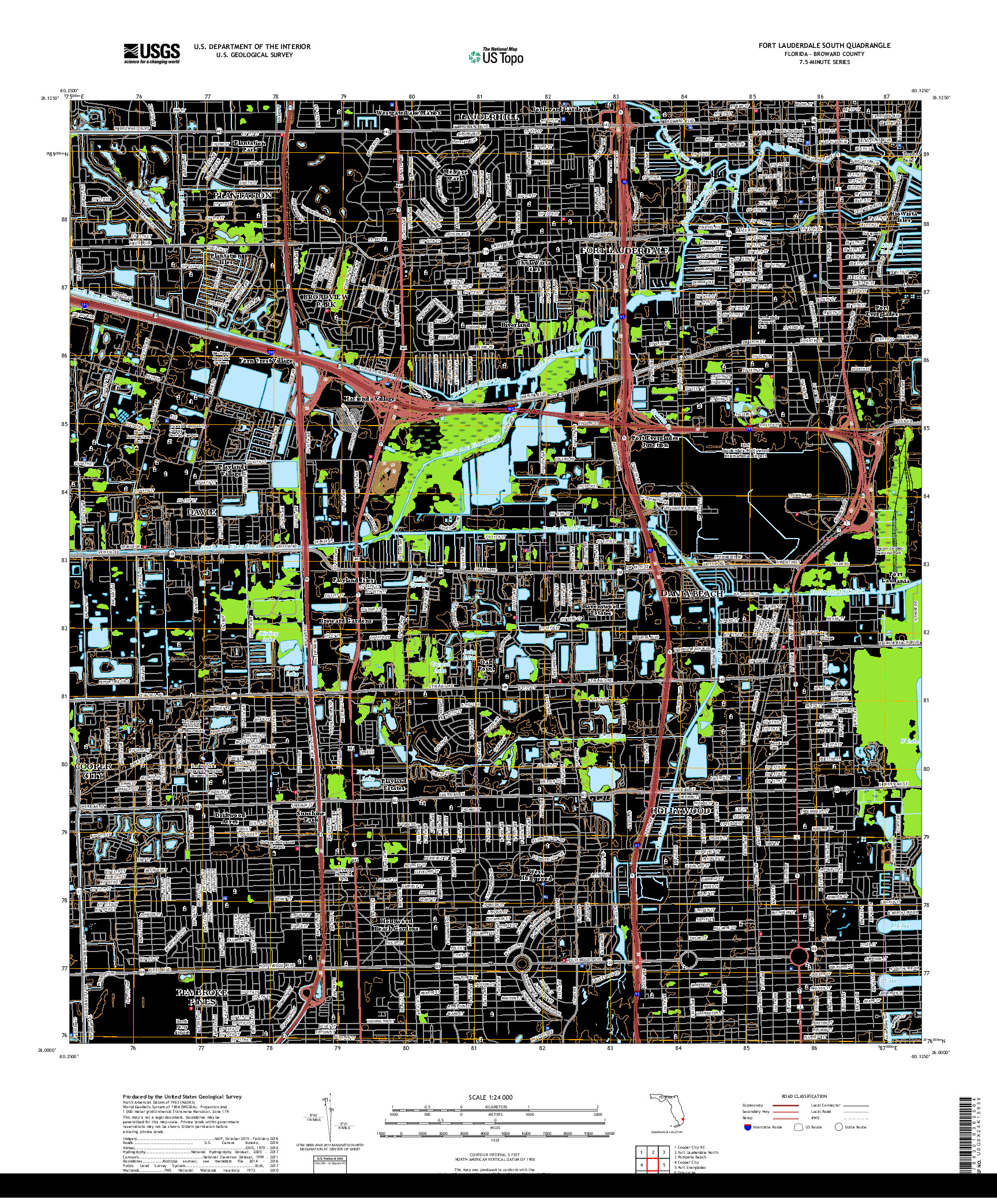 USGS US TOPO 7.5-MINUTE MAP FOR FORT LAUDERDALE SOUTH, FL 2018