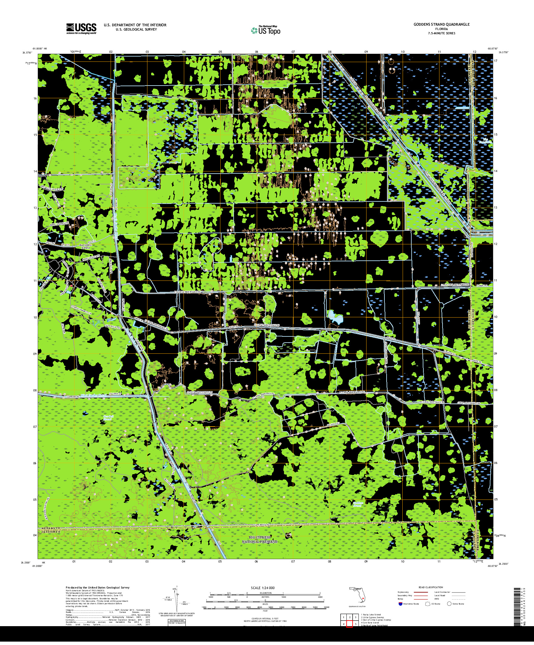 USGS US TOPO 7.5-MINUTE MAP FOR GODDENS STRAND, FL 2018