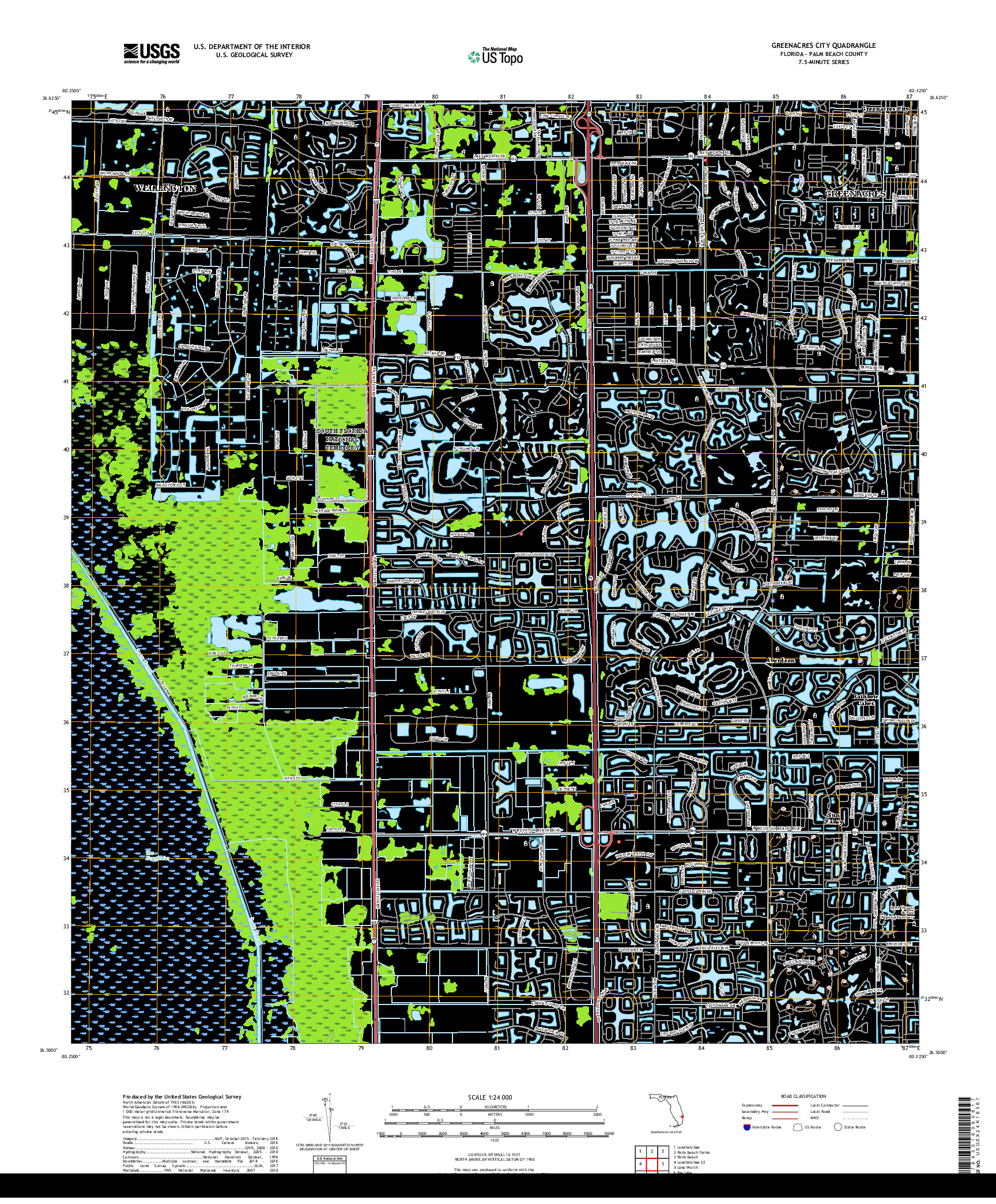 USGS US TOPO 7.5-MINUTE MAP FOR GREENACRES CITY, FL 2018