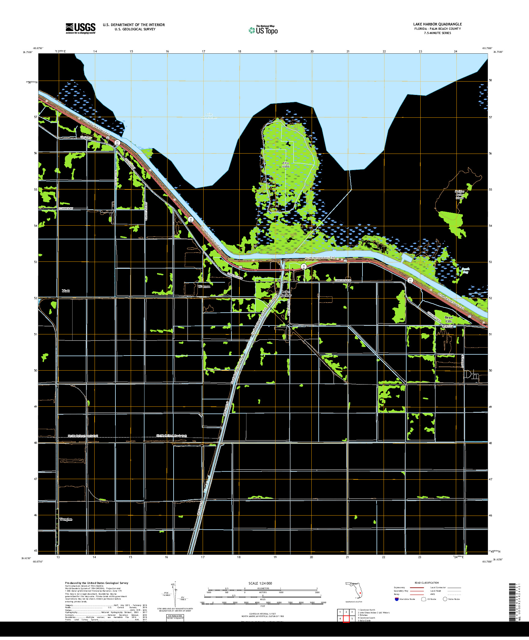 USGS US TOPO 7.5-MINUTE MAP FOR LAKE HARBOR, FL 2018