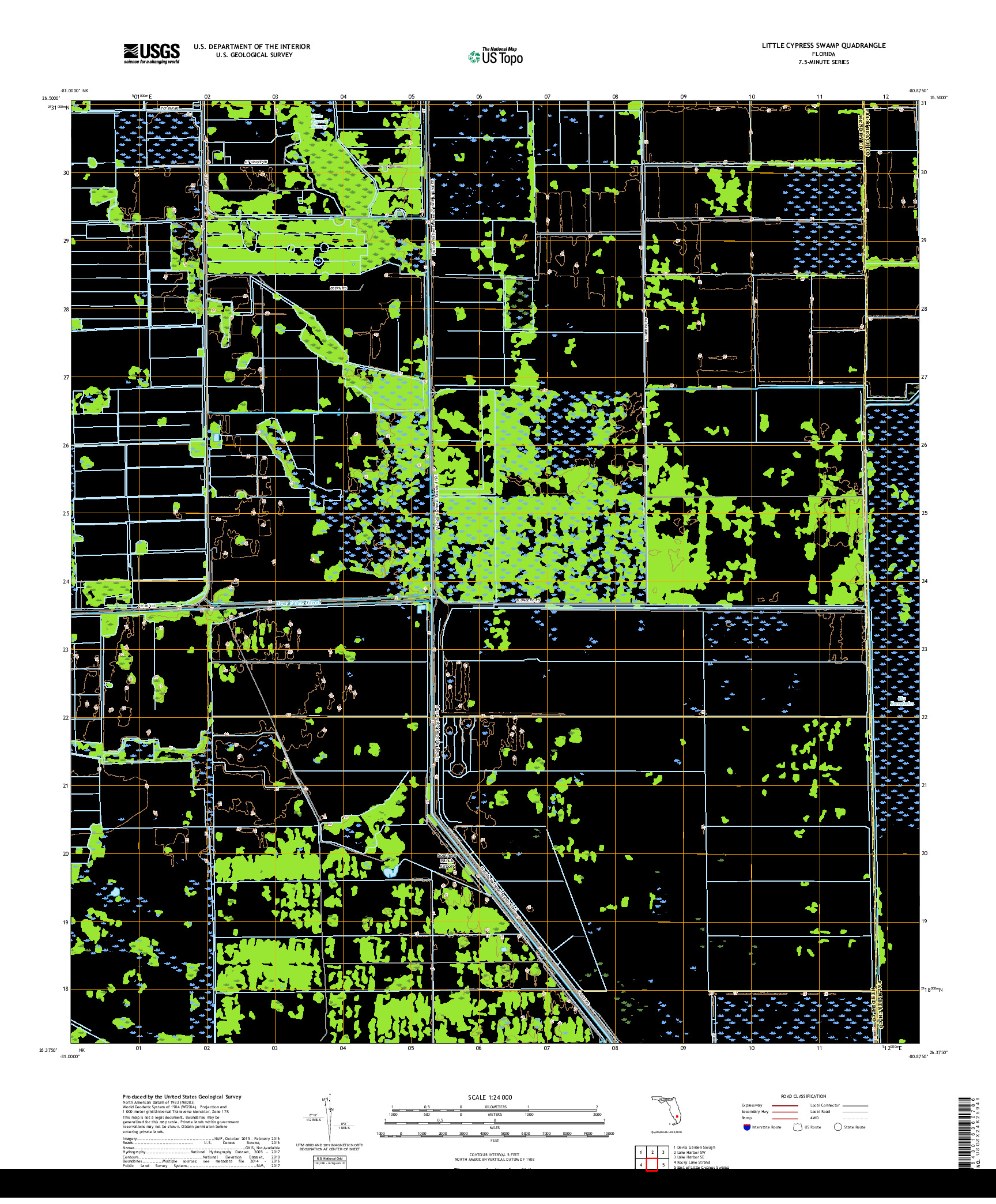 USGS US TOPO 7.5-MINUTE MAP FOR LITTLE CYPRESS SWAMP, FL 2018