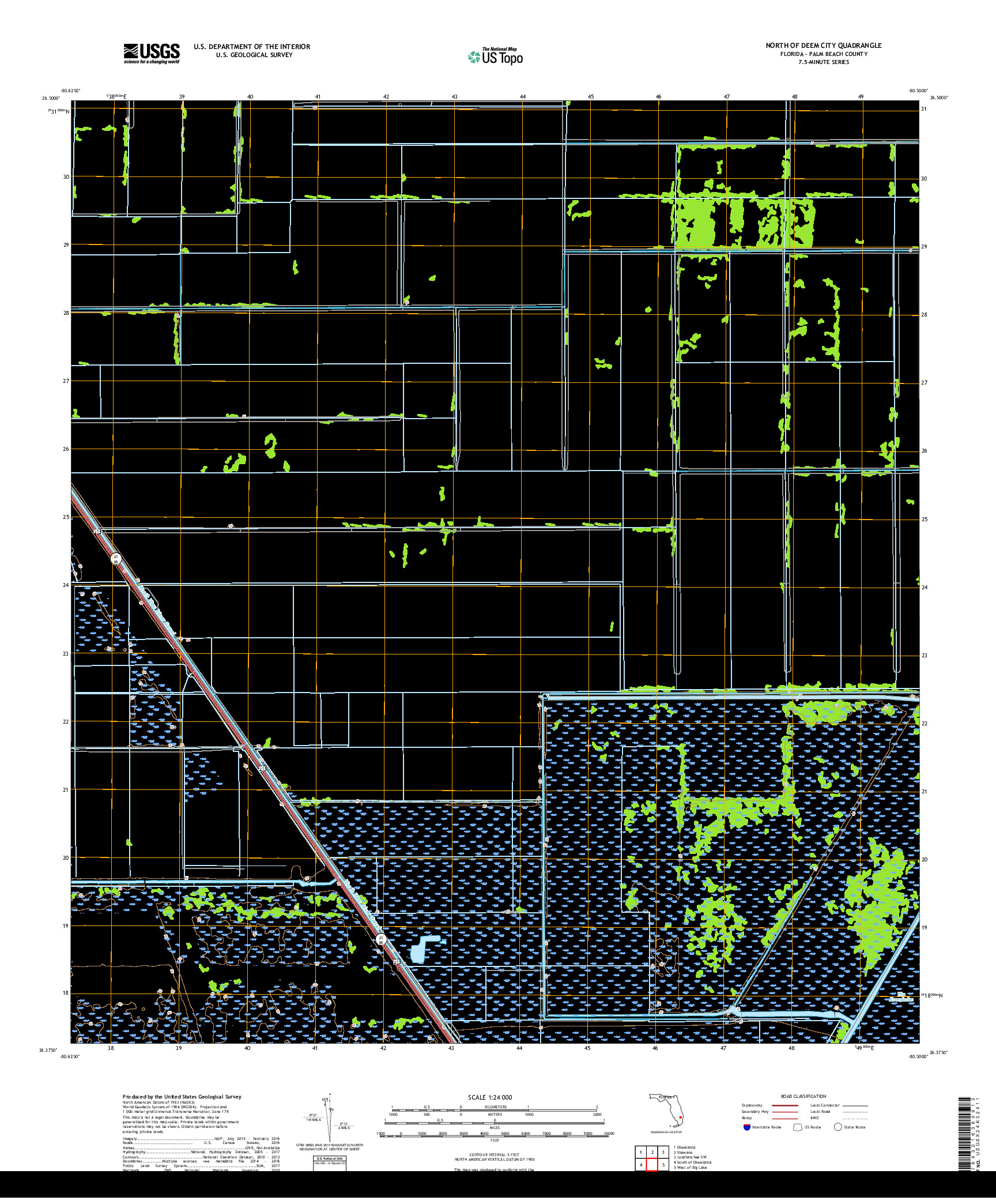 USGS US TOPO 7.5-MINUTE MAP FOR NORTH OF DEEM CITY, FL 2018