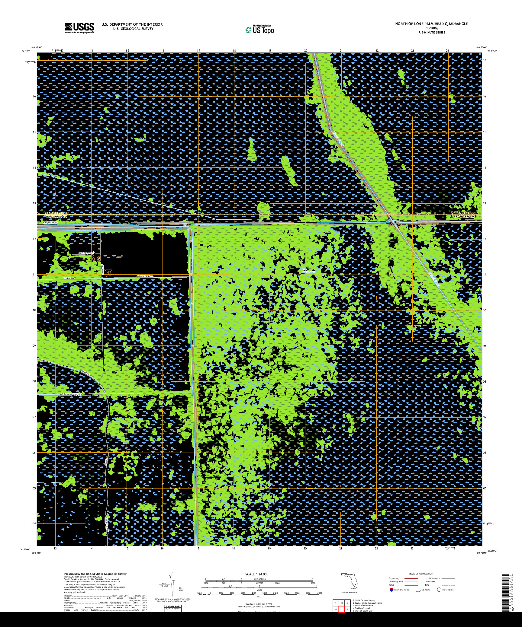 USGS US TOPO 7.5-MINUTE MAP FOR NORTH OF LONE PALM HEAD, FL 2018