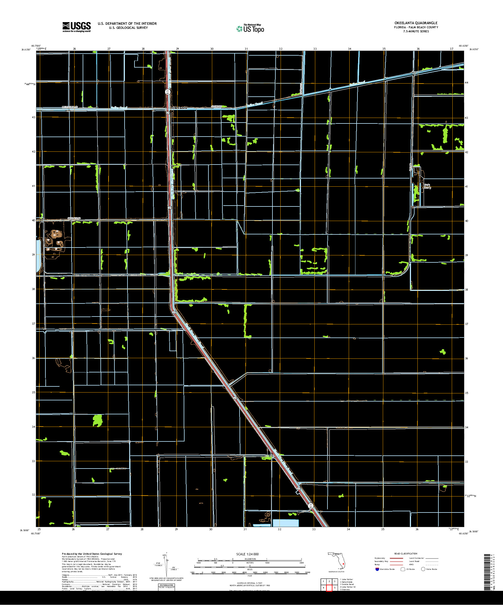 USGS US TOPO 7.5-MINUTE MAP FOR OKEELANTA, FL 2018