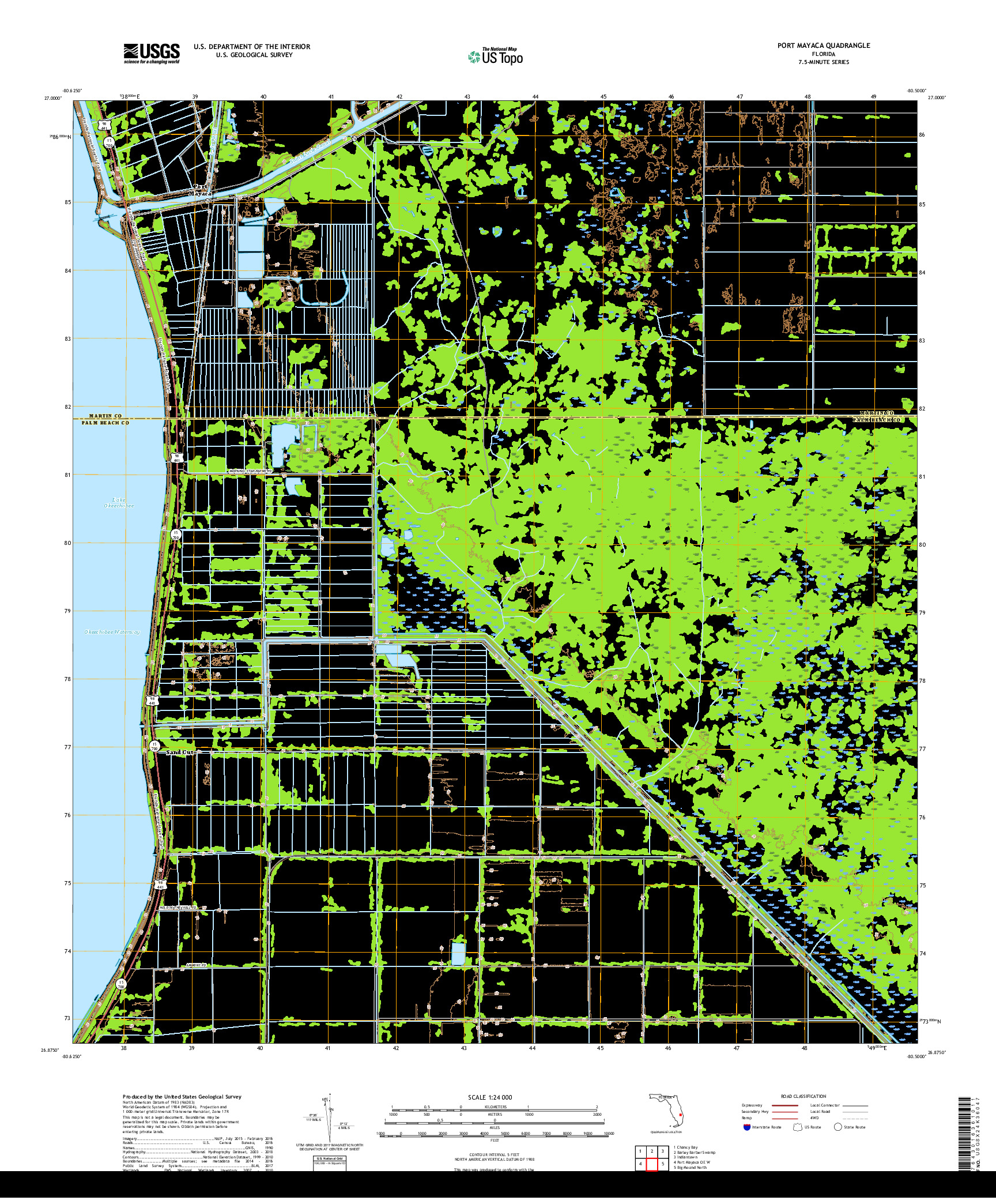 USGS US TOPO 7.5-MINUTE MAP FOR PORT MAYACA, FL 2018