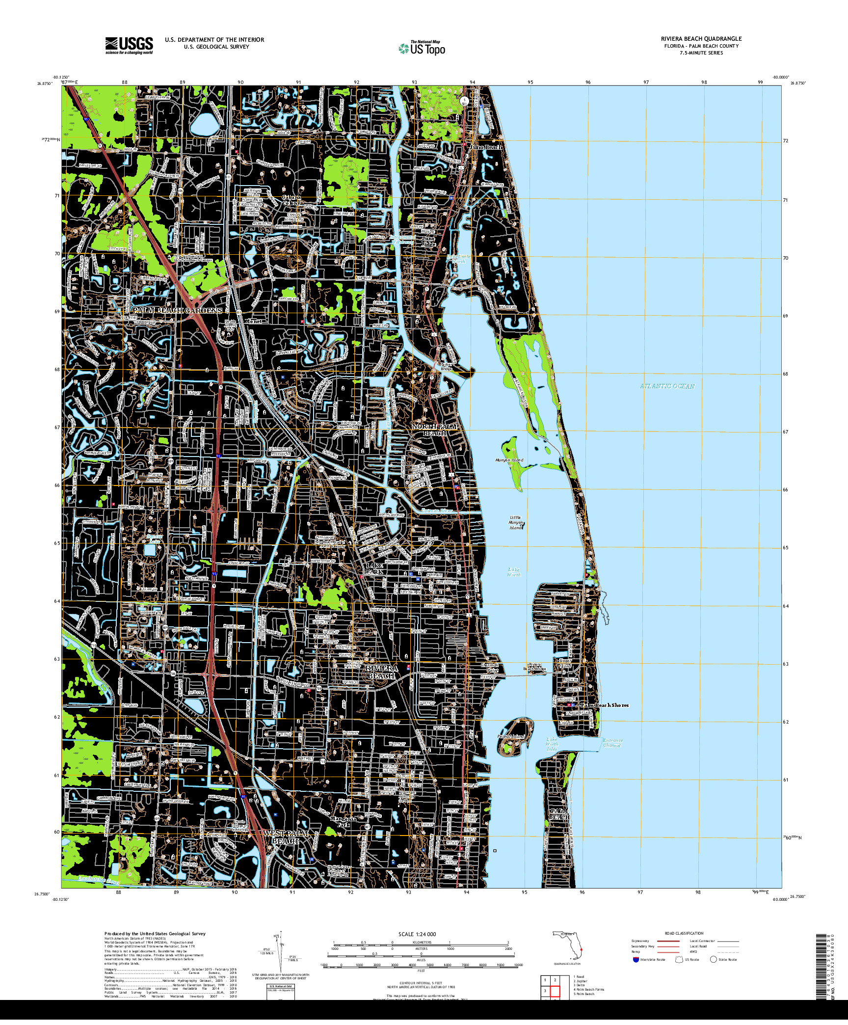 USGS US TOPO 7.5-MINUTE MAP FOR RIVIERA BEACH, FL 2018