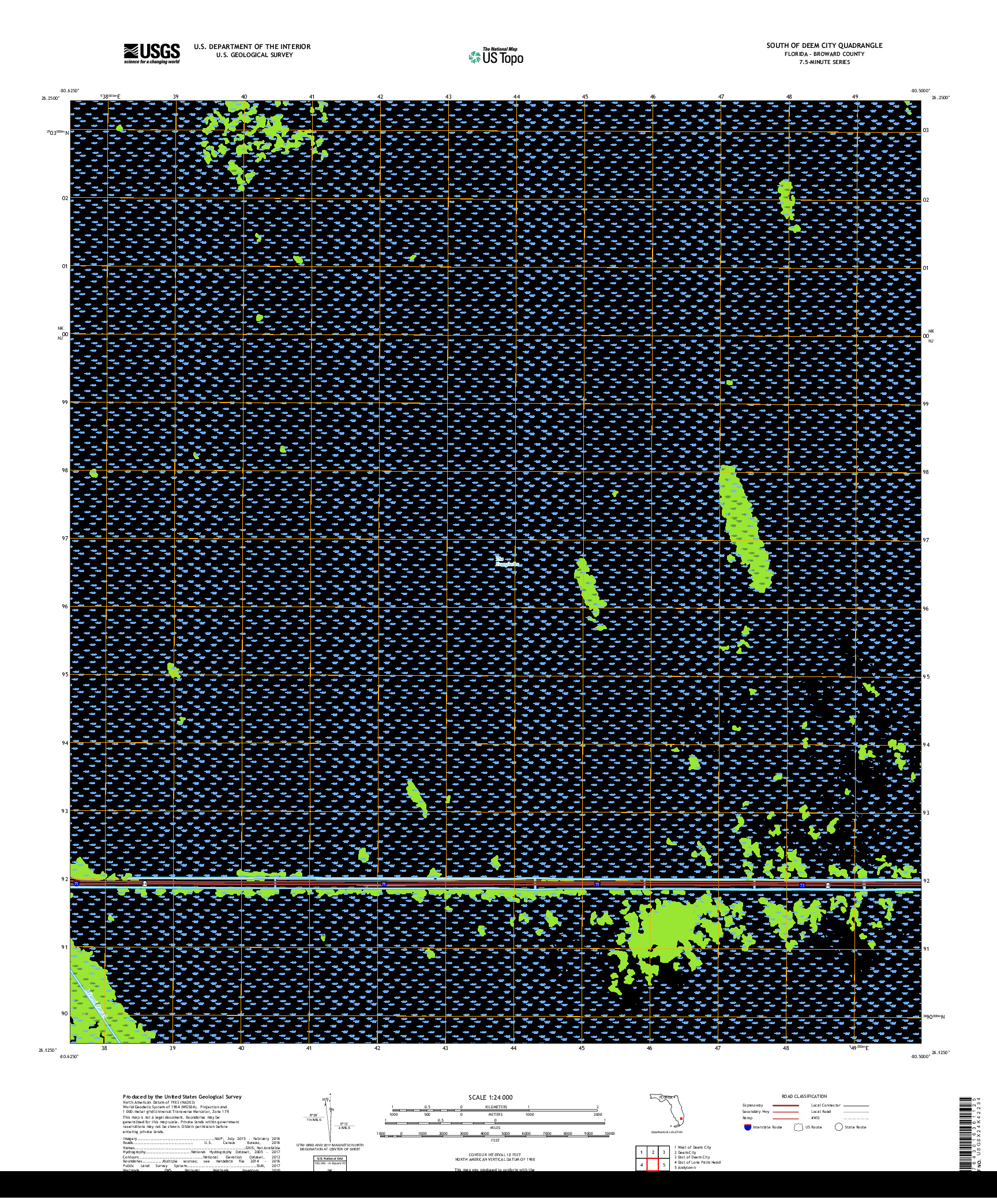 USGS US TOPO 7.5-MINUTE MAP FOR SOUTH OF DEEM CITY, FL 2018