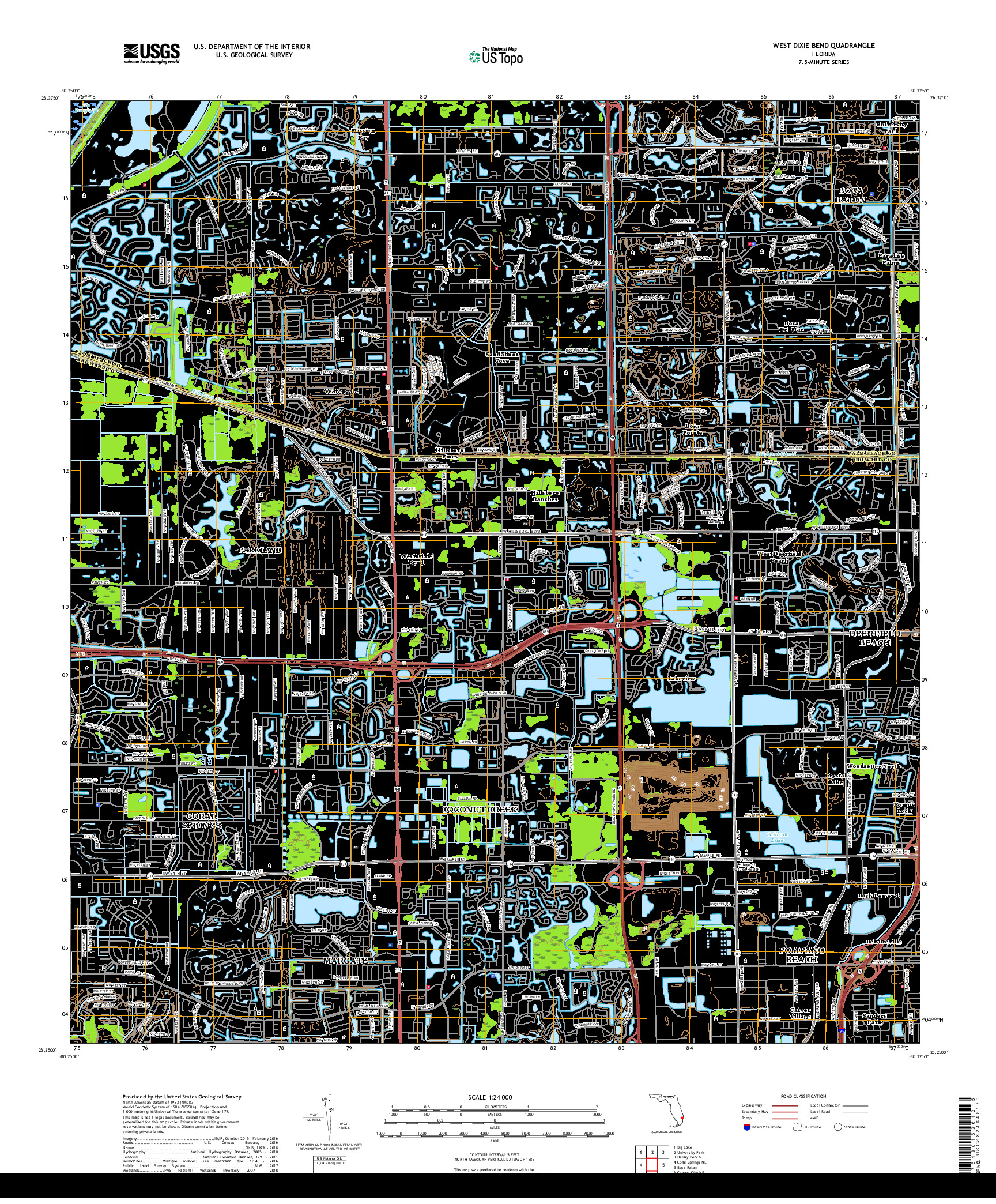 USGS US TOPO 7.5-MINUTE MAP FOR WEST DIXIE BEND, FL 2018