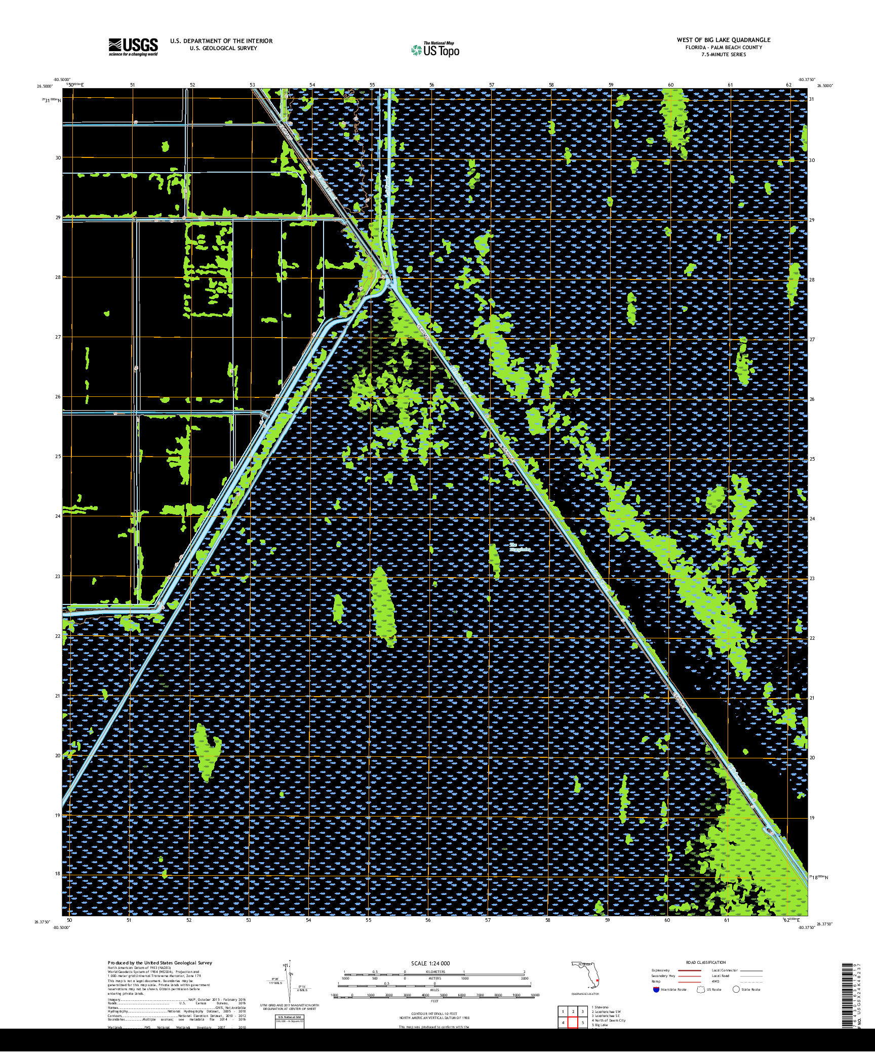 USGS US TOPO 7.5-MINUTE MAP FOR WEST OF BIG LAKE, FL 2018