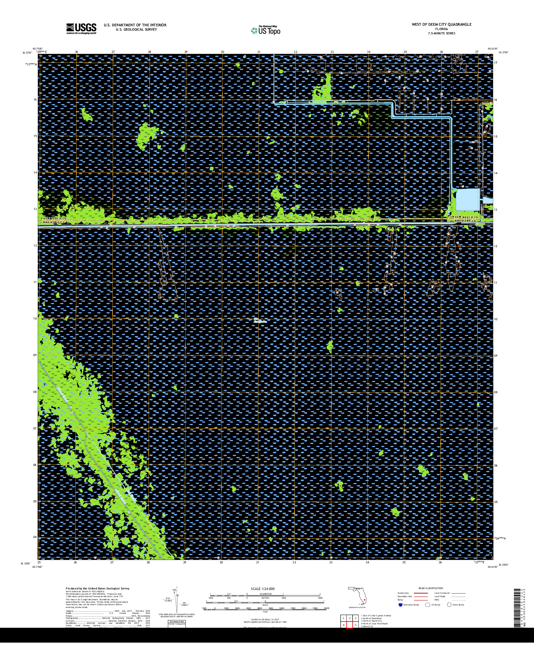 USGS US TOPO 7.5-MINUTE MAP FOR WEST OF DEEM CITY, FL 2018