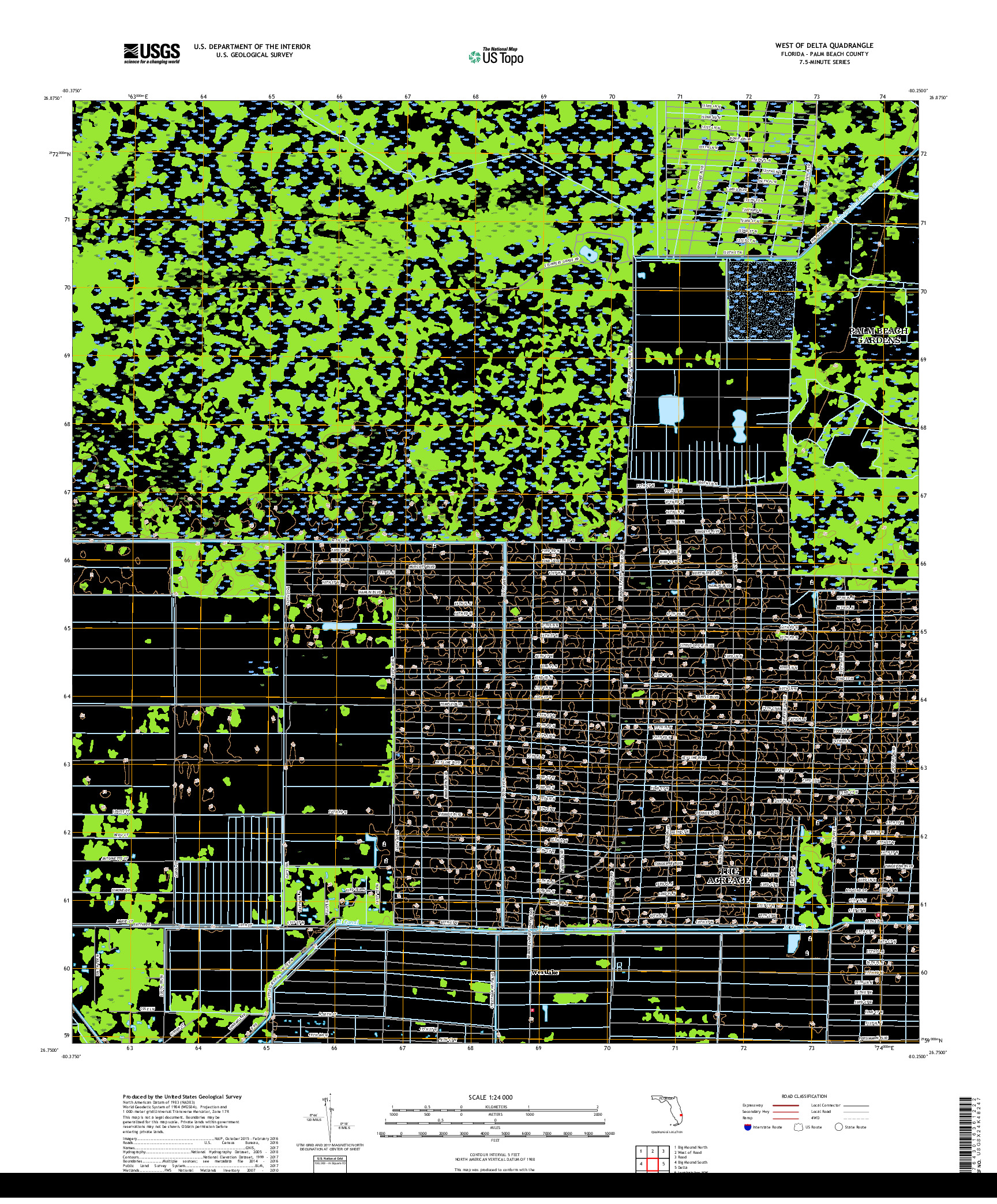 USGS US TOPO 7.5-MINUTE MAP FOR WEST OF DELTA, FL 2018