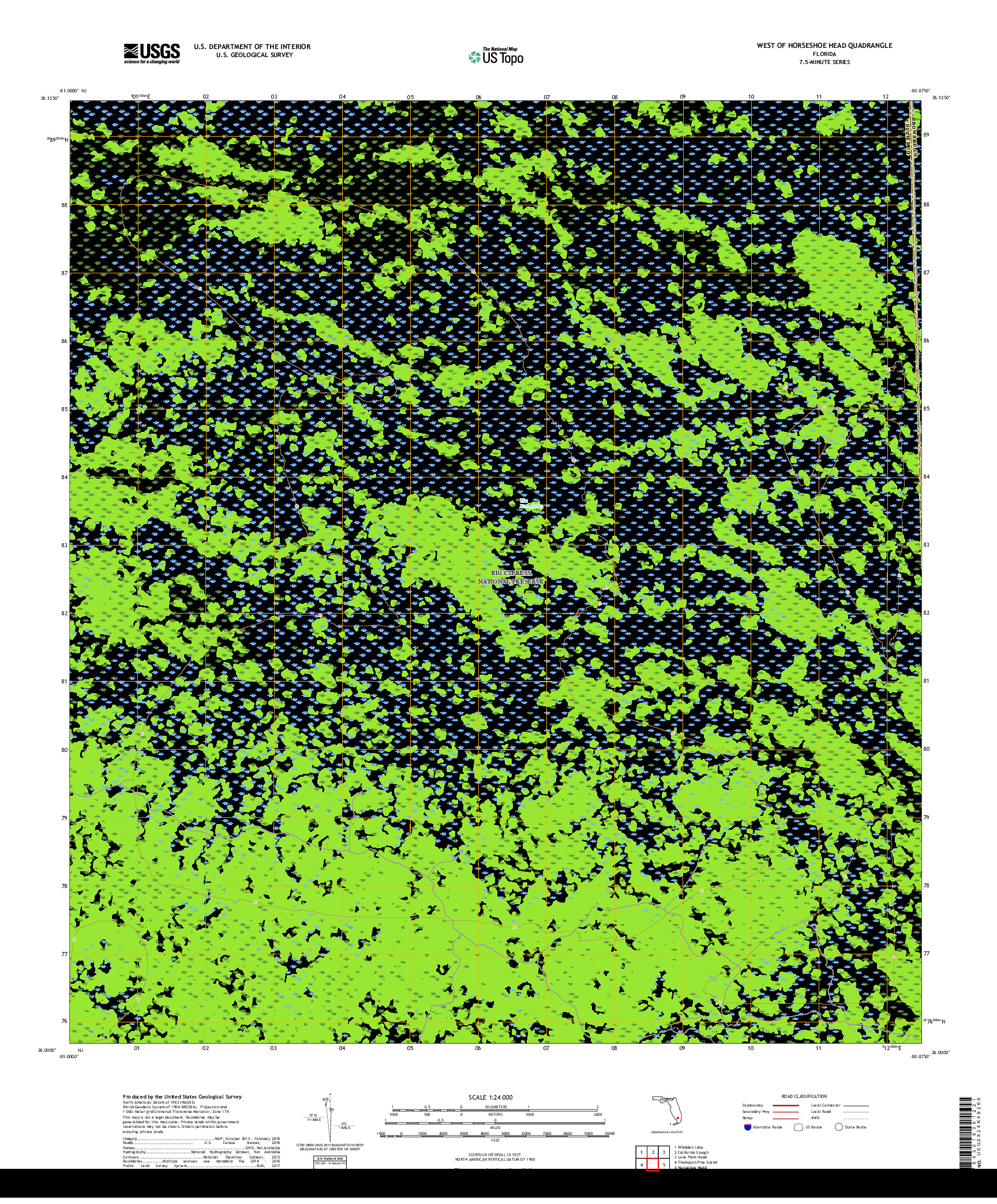 USGS US TOPO 7.5-MINUTE MAP FOR WEST OF HORSESHOE HEAD, FL 2018