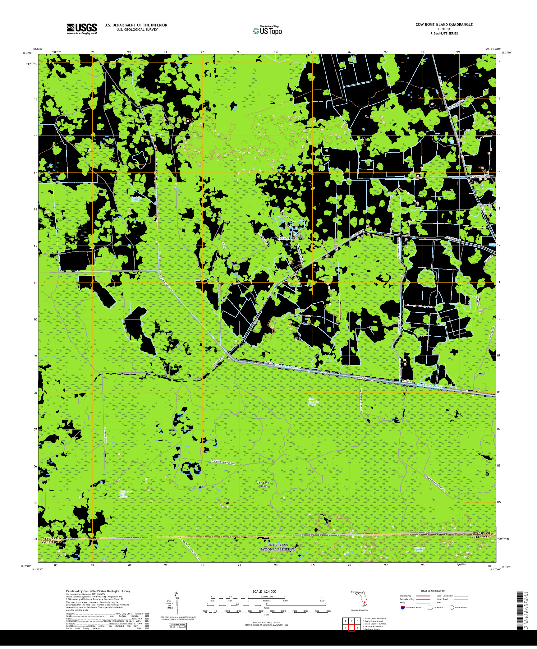 USGS US TOPO 7.5-MINUTE MAP FOR COW BONE ISLAND, FL 2018