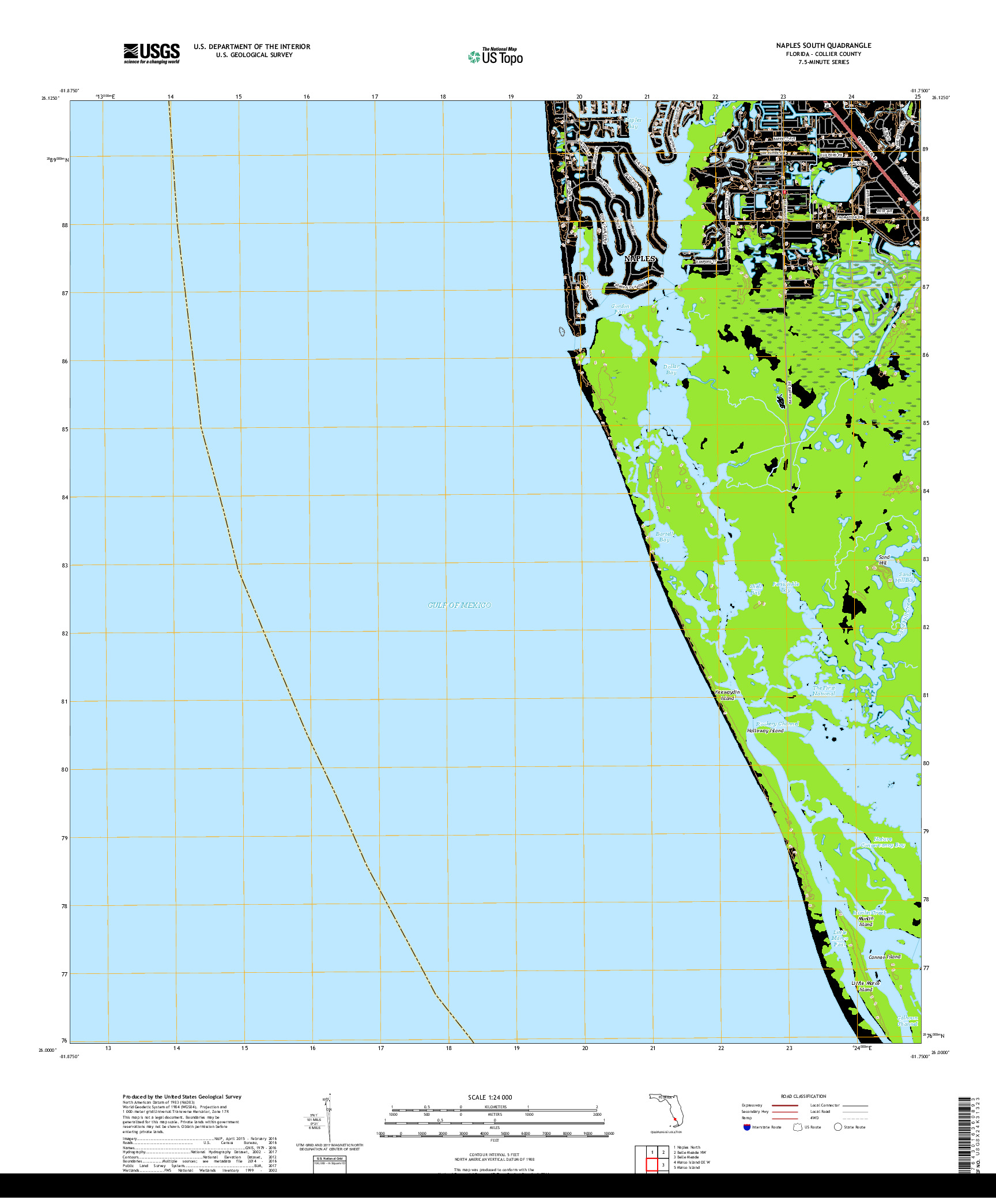 USGS US TOPO 7.5-MINUTE MAP FOR NAPLES SOUTH, FL 2018