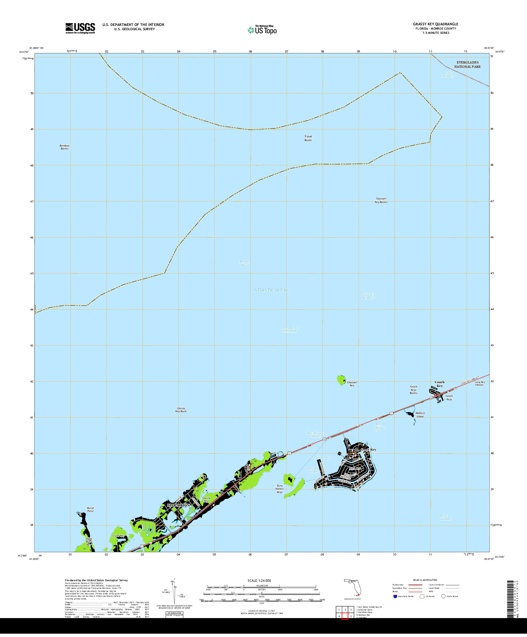 USGS US TOPO 7.5-MINUTE MAP FOR GRASSY KEY, FL 2018