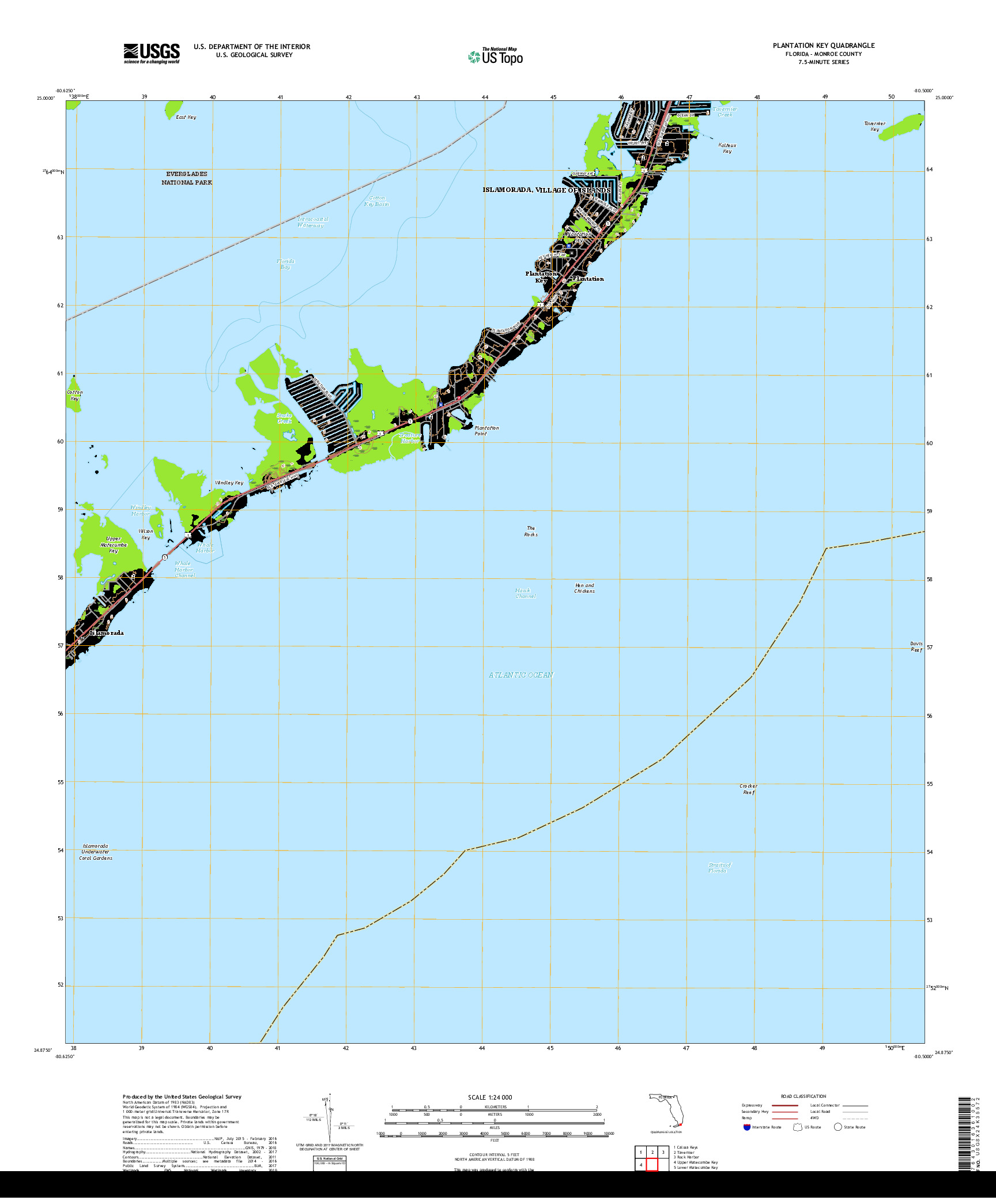USGS US TOPO 7.5-MINUTE MAP FOR PLANTATION KEY, FL 2018