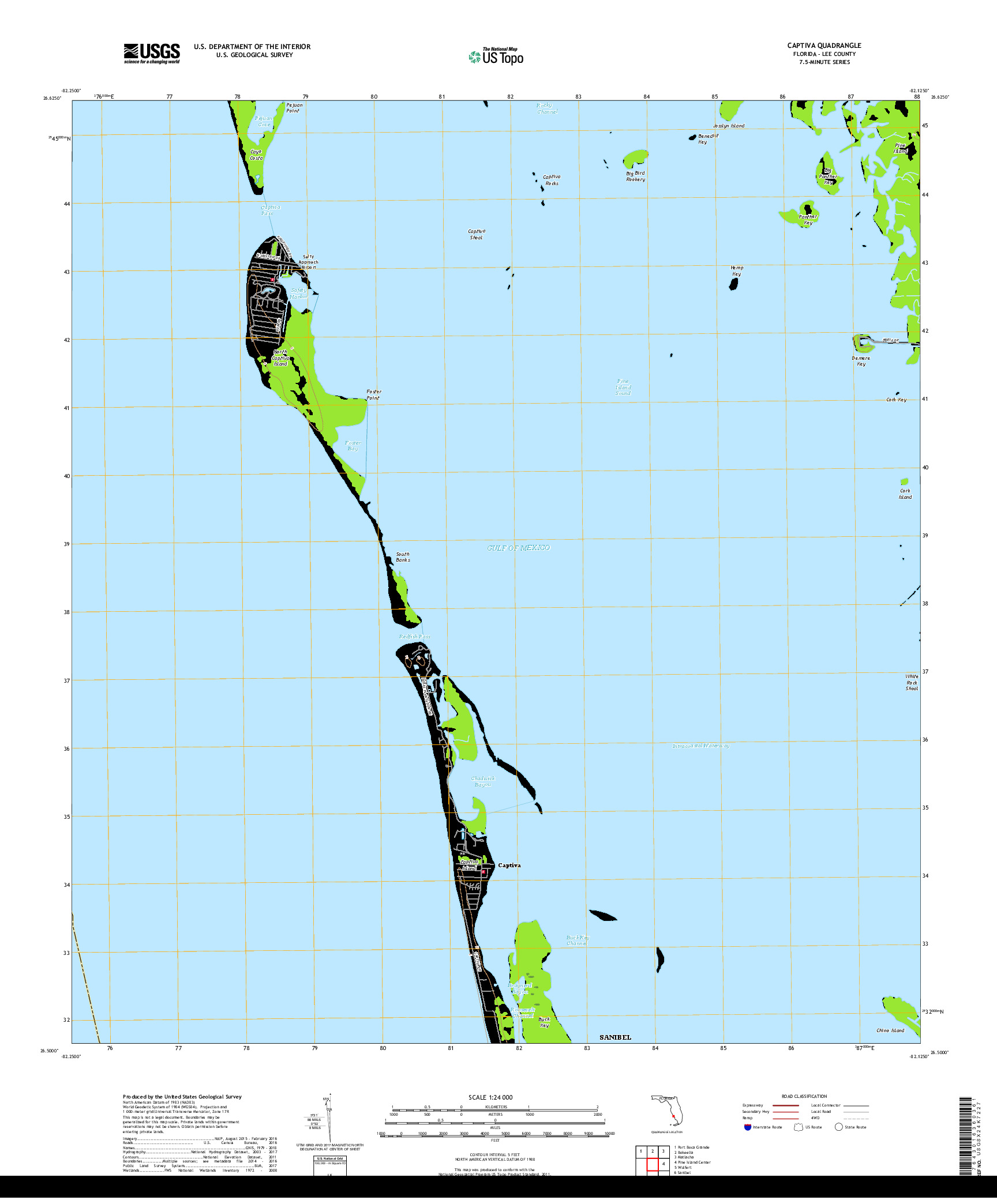 USGS US TOPO 7.5-MINUTE MAP FOR CAPTIVA, FL 2018