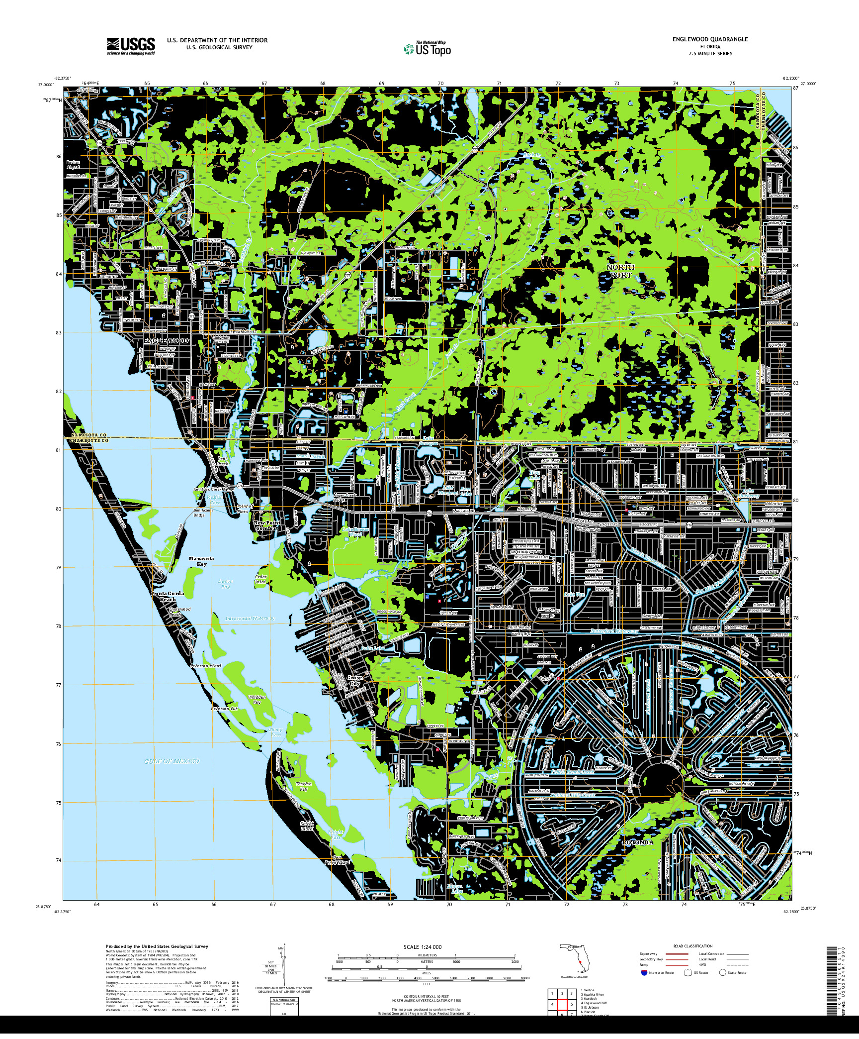 USGS US TOPO 7.5-MINUTE MAP FOR ENGLEWOOD, FL 2018