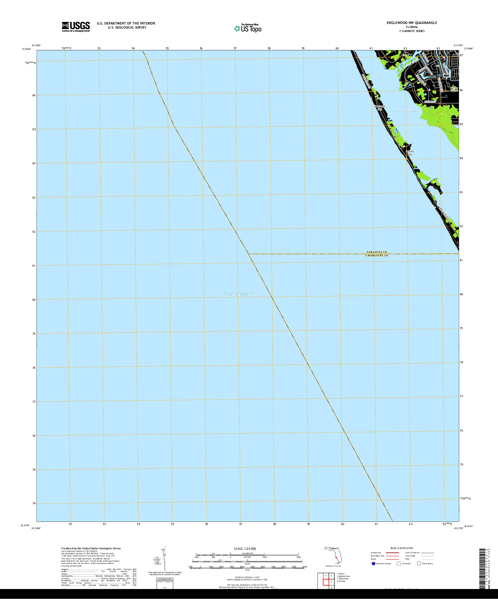 USGS US TOPO 7.5-MINUTE MAP FOR ENGLEWOOD NW, FL 2018