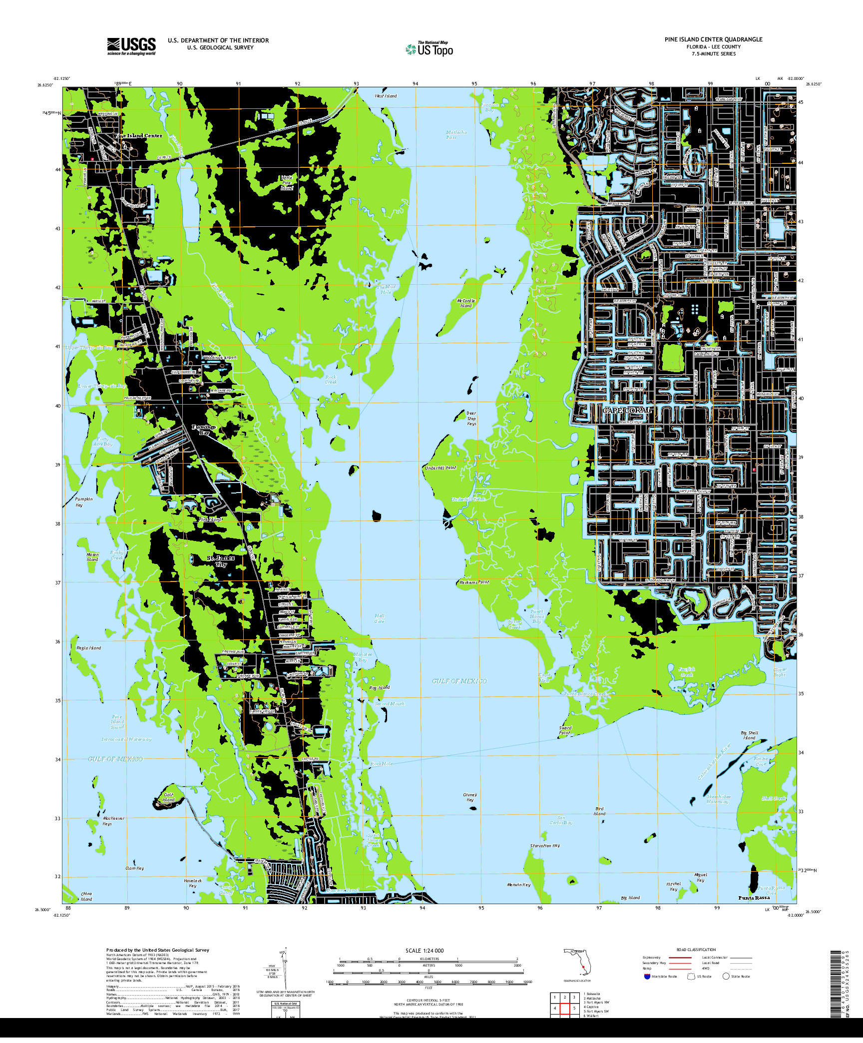 USGS US TOPO 7.5-MINUTE MAP FOR PINE ISLAND CENTER, FL 2018