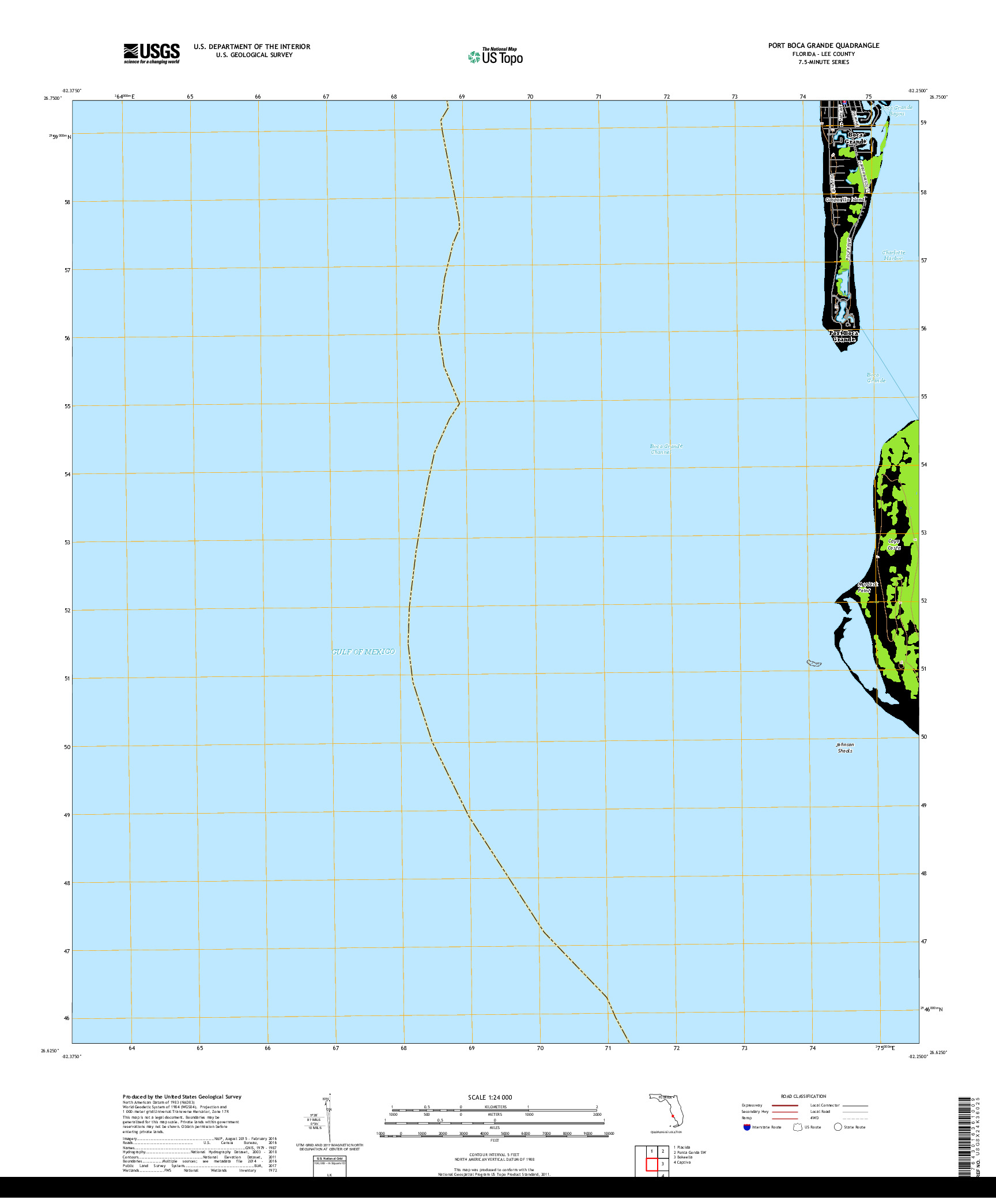 USGS US TOPO 7.5-MINUTE MAP FOR PORT BOCA GRANDE, FL 2018