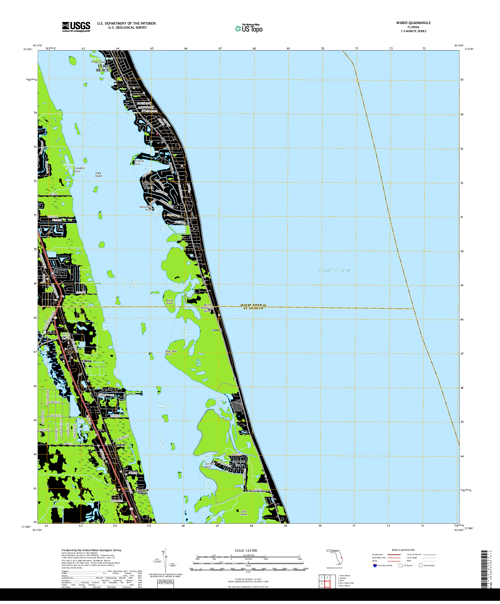 USGS US TOPO 7.5-MINUTE MAP FOR INDRIO, FL 2018