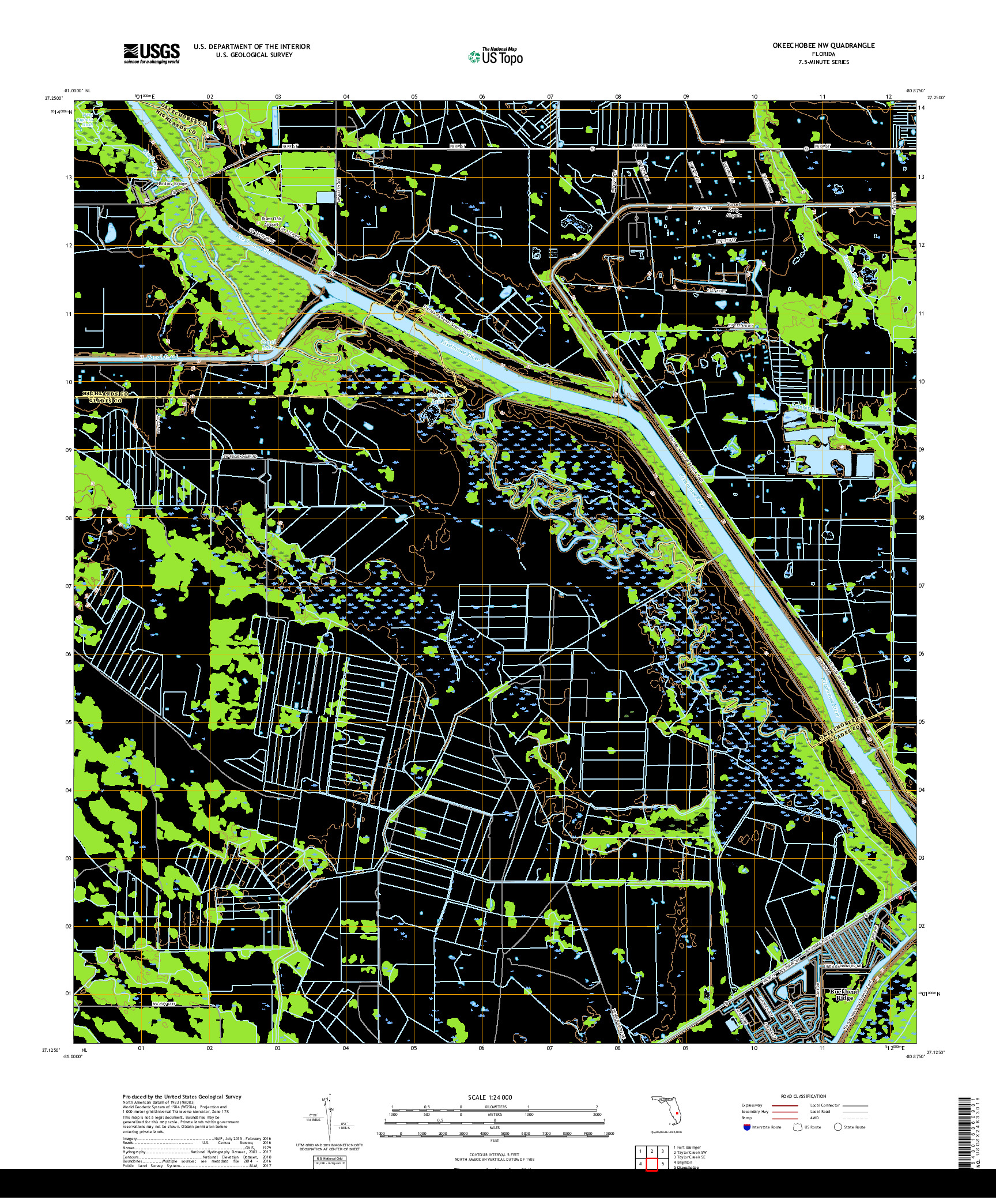 USGS US TOPO 7.5-MINUTE MAP FOR OKEECHOBEE NW, FL 2018