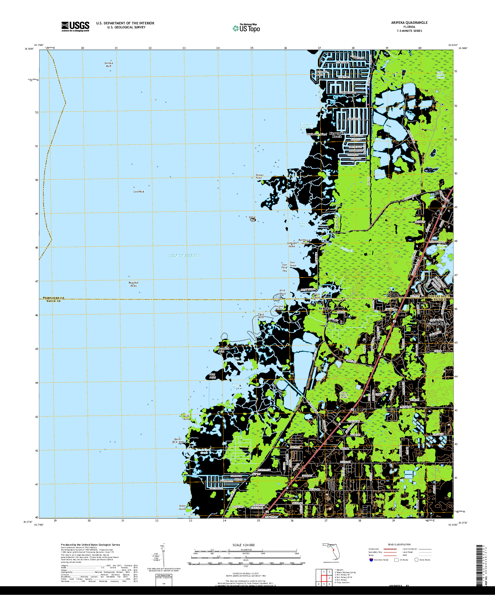 USGS US TOPO 7.5-MINUTE MAP FOR ARIPEKA, FL 2018