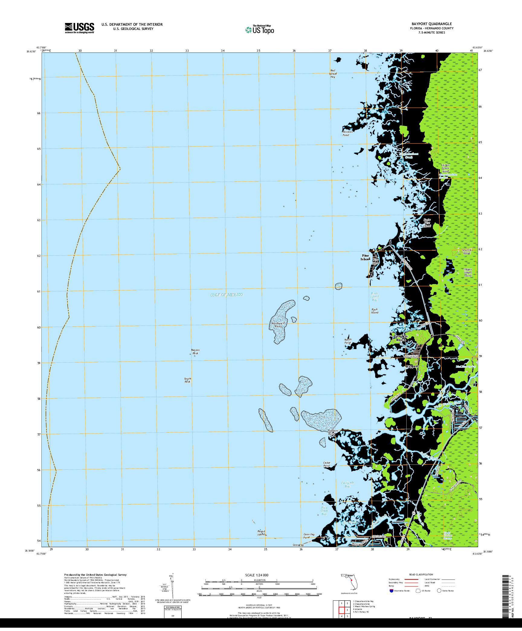 USGS US TOPO 7.5-MINUTE MAP FOR BAYPORT, FL 2018