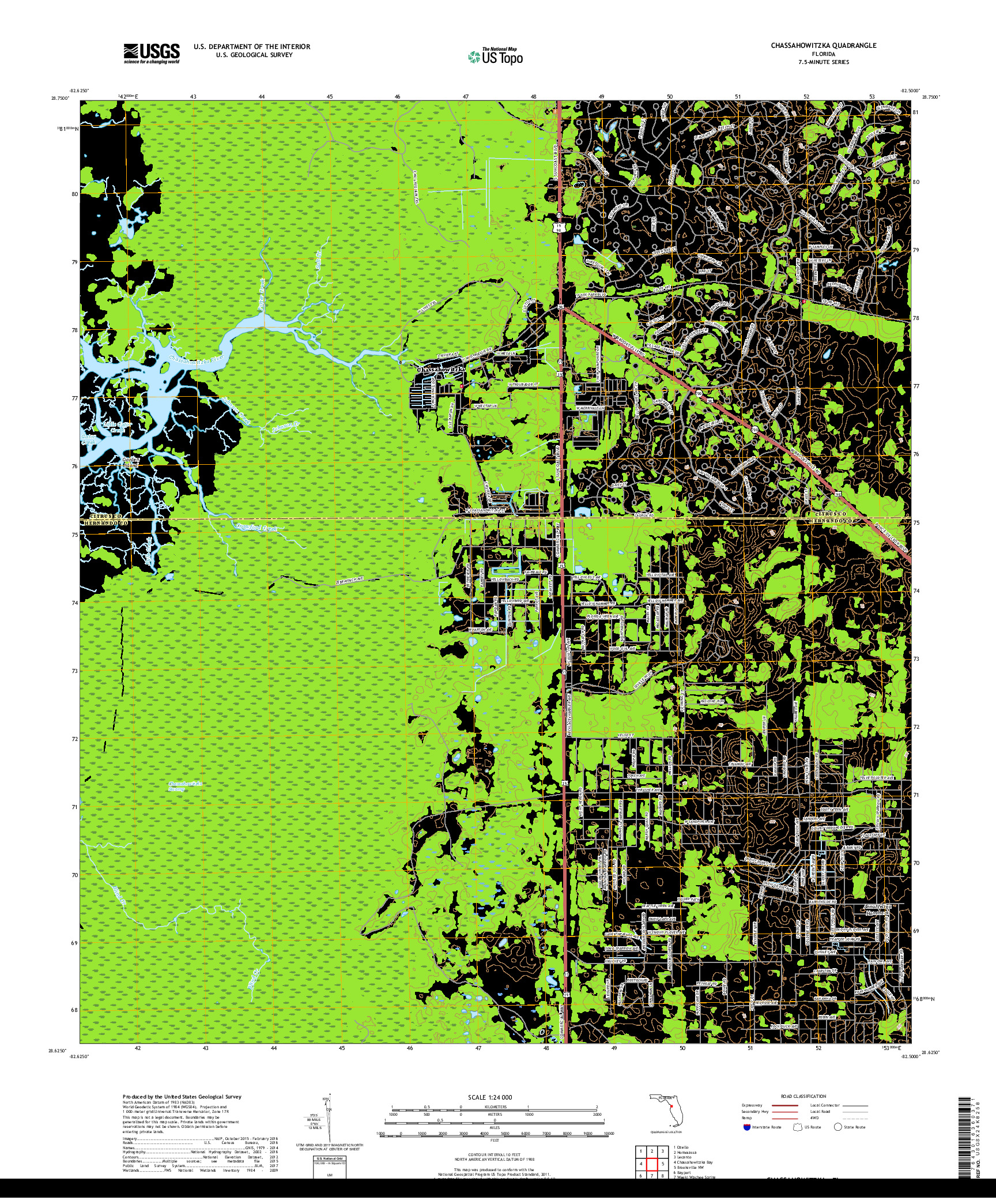 USGS US TOPO 7.5-MINUTE MAP FOR CHASSAHOWITZKA, FL 2018