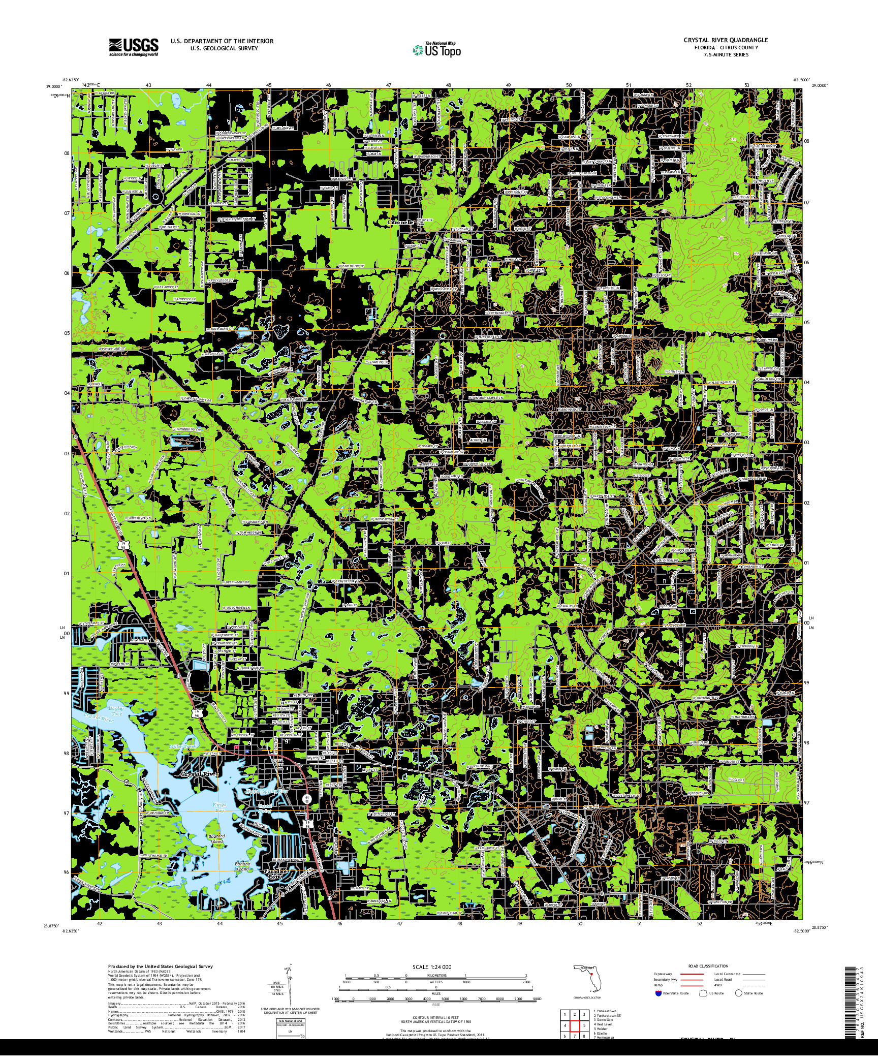 USGS US TOPO 7.5-MINUTE MAP FOR CRYSTAL RIVER, FL 2018