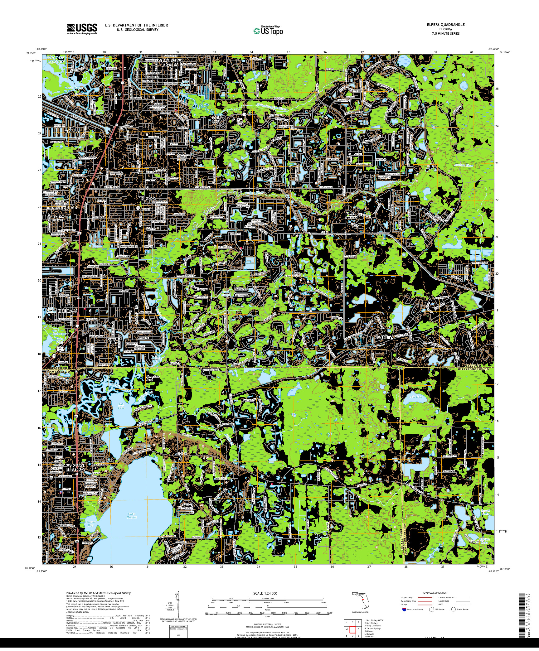 USGS US TOPO 7.5-MINUTE MAP FOR ELFERS, FL 2018