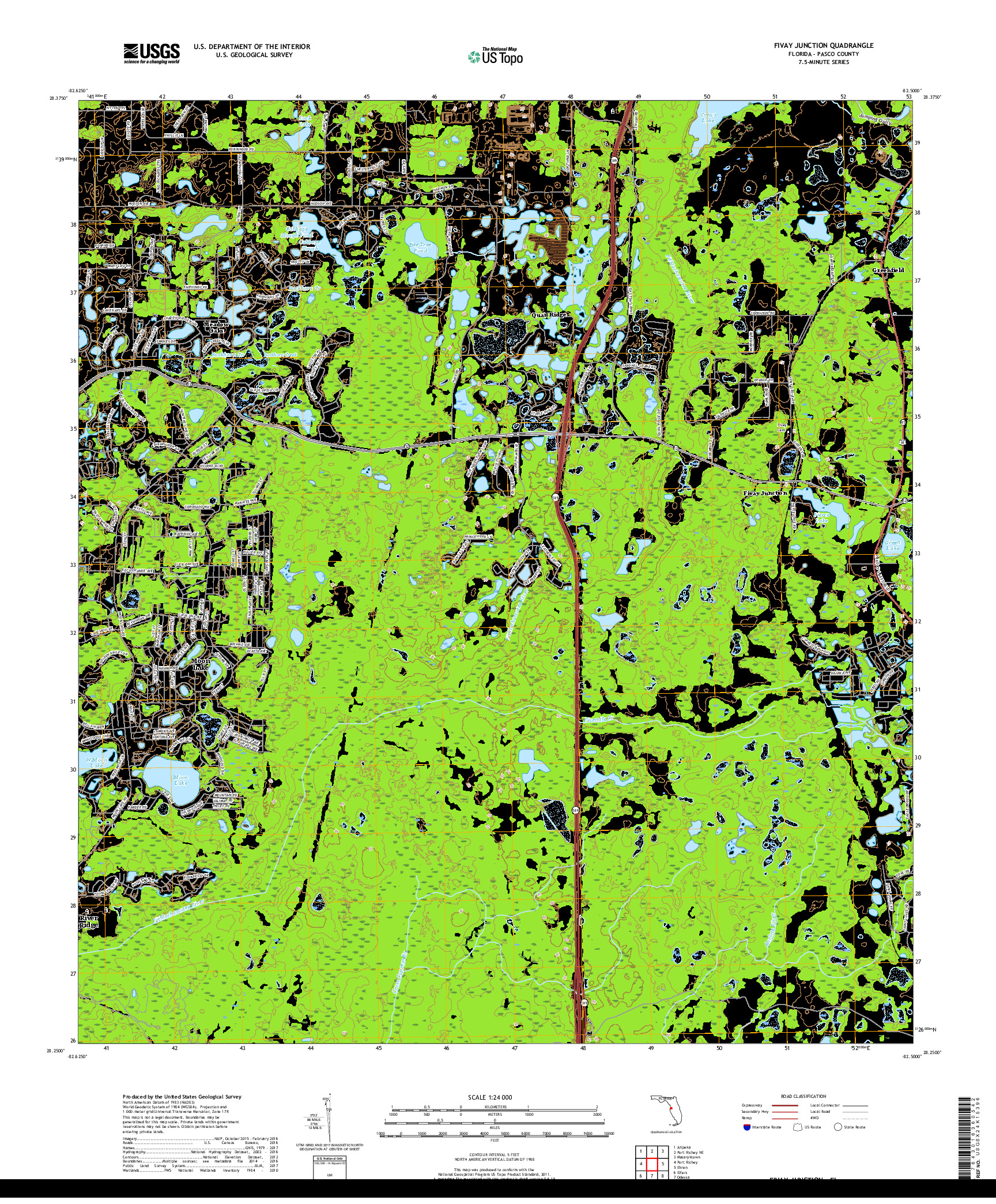 USGS US TOPO 7.5-MINUTE MAP FOR FIVAY JUNCTION, FL 2018