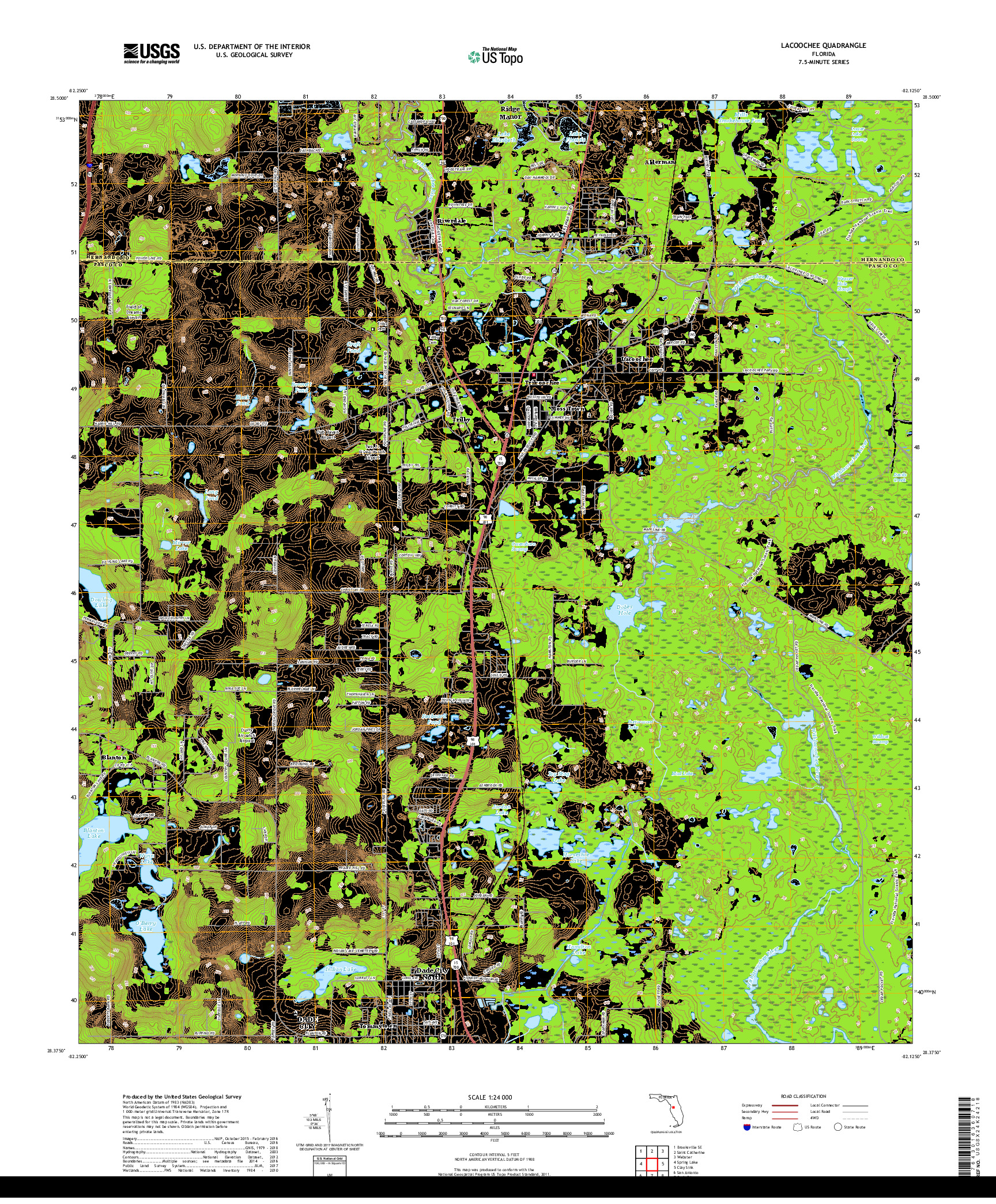 USGS US TOPO 7.5-MINUTE MAP FOR LACOOCHEE, FL 2018